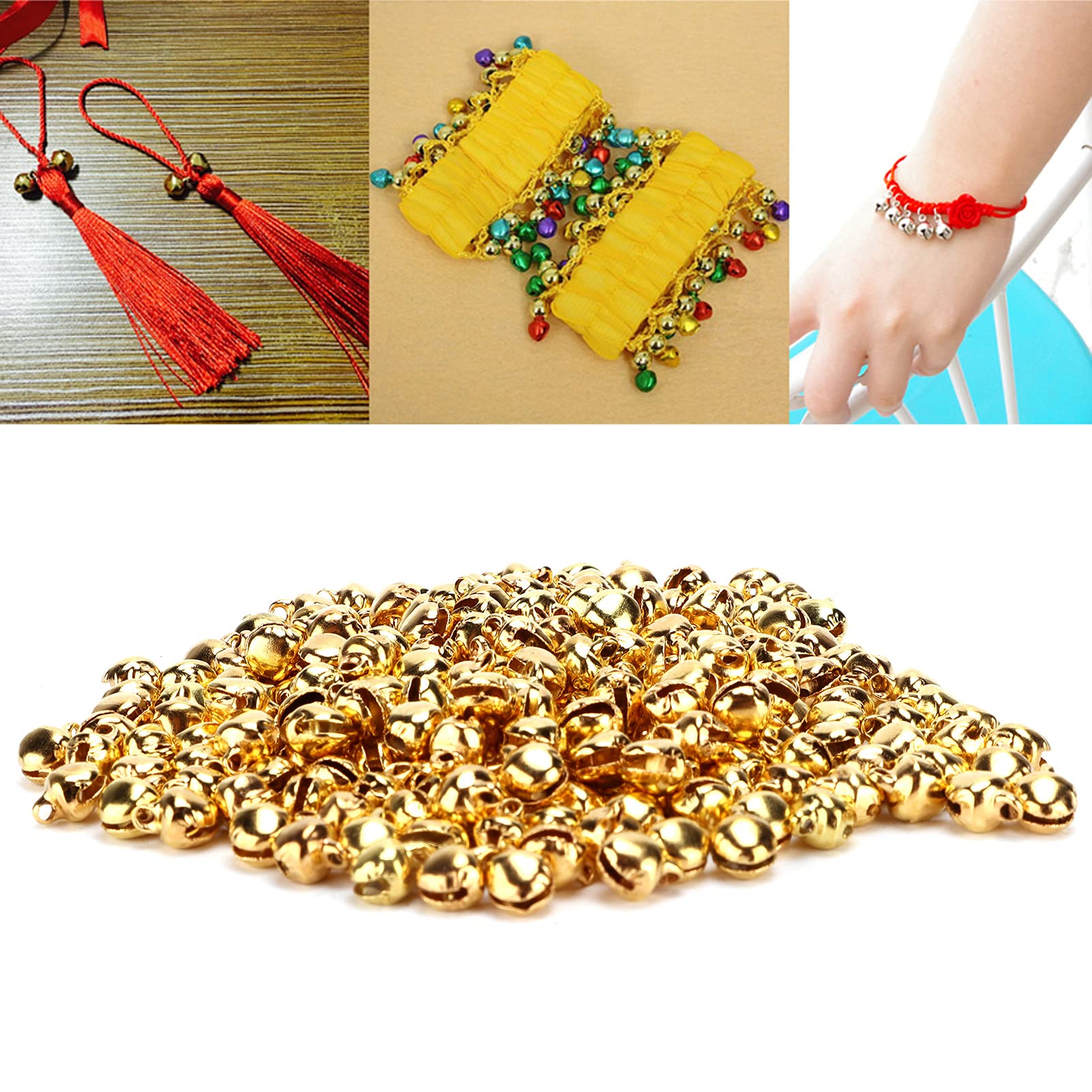Mini Bells, Suitable for DIY Craft Decorative Beautifully Polished Durable Tiny Bells for Festival Decoration(Gold)