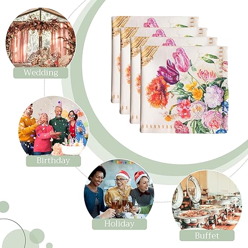 Miniatura 6 de Maison d' Hermine - Juego de 4 servilletas 100 % de tela de algodón lavable, decorar o regalar, para comedor, festividades, fiestas bufé, bodas, 20