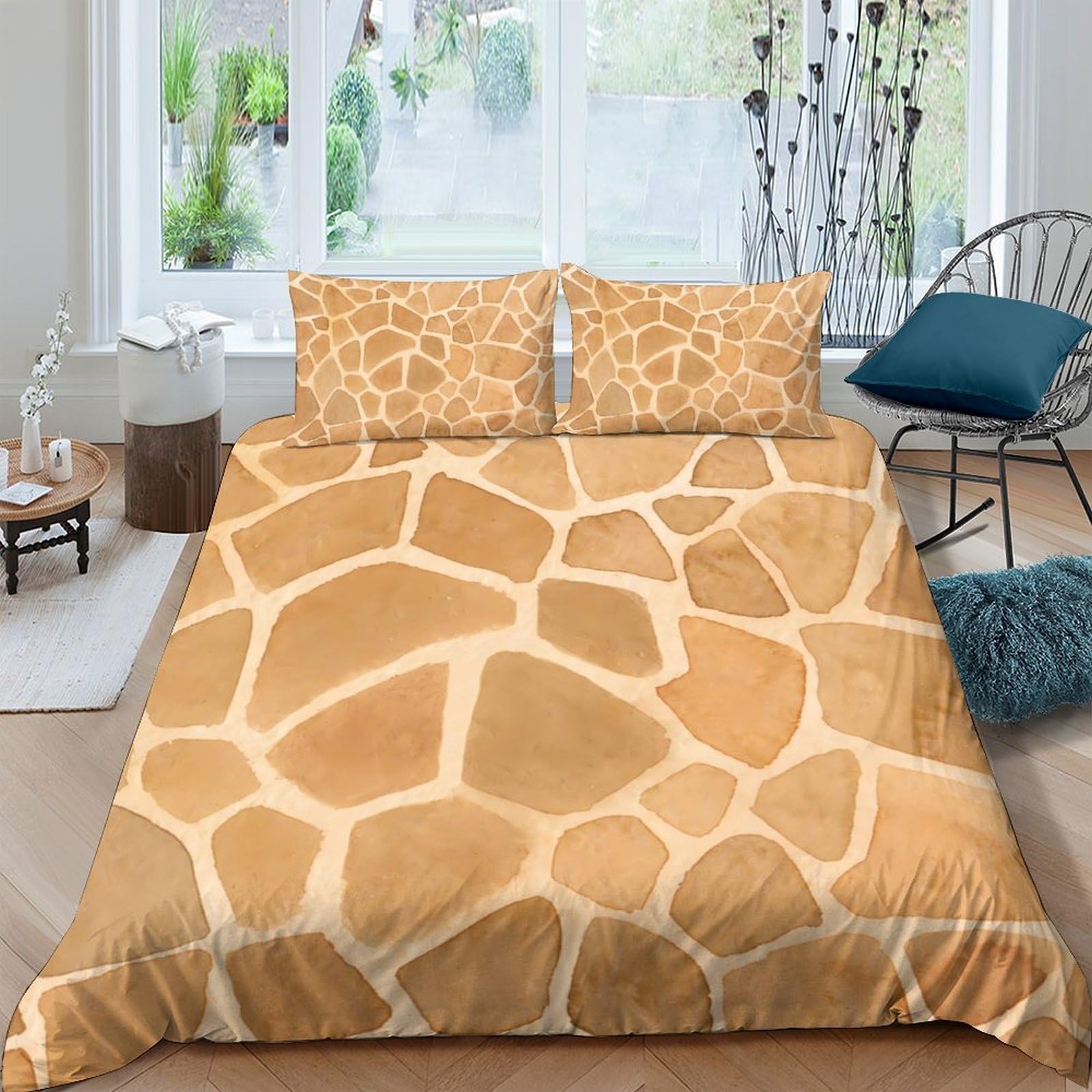 Ctjqhvkz Style-5 3D Printed Giraffe Pattern Fitted Sheet Microfiber Soft Breathable Stone Style Bed Cover For Bedroom Dorm Decor Single（135X200cm）