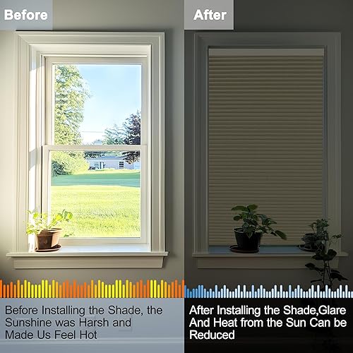 Miniatura 8 de BERISSA Persianas celulares opacas, sin cordón, con diseño de panal para ventanas, persianas celulares a juego de color, tamaño personalizado para