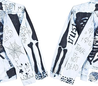 Buy Slim Dots™ DENIM JACKET Customised Hand Skeleton Print Jacket