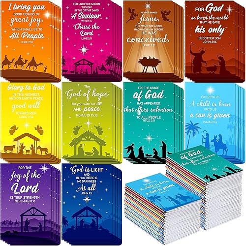 Tenceur 100 piezas de mini bloc de notas de Navidad, tema de pesebre, relleno de calcetines cristianos, cuaderno de Navidad para niños, bloc de