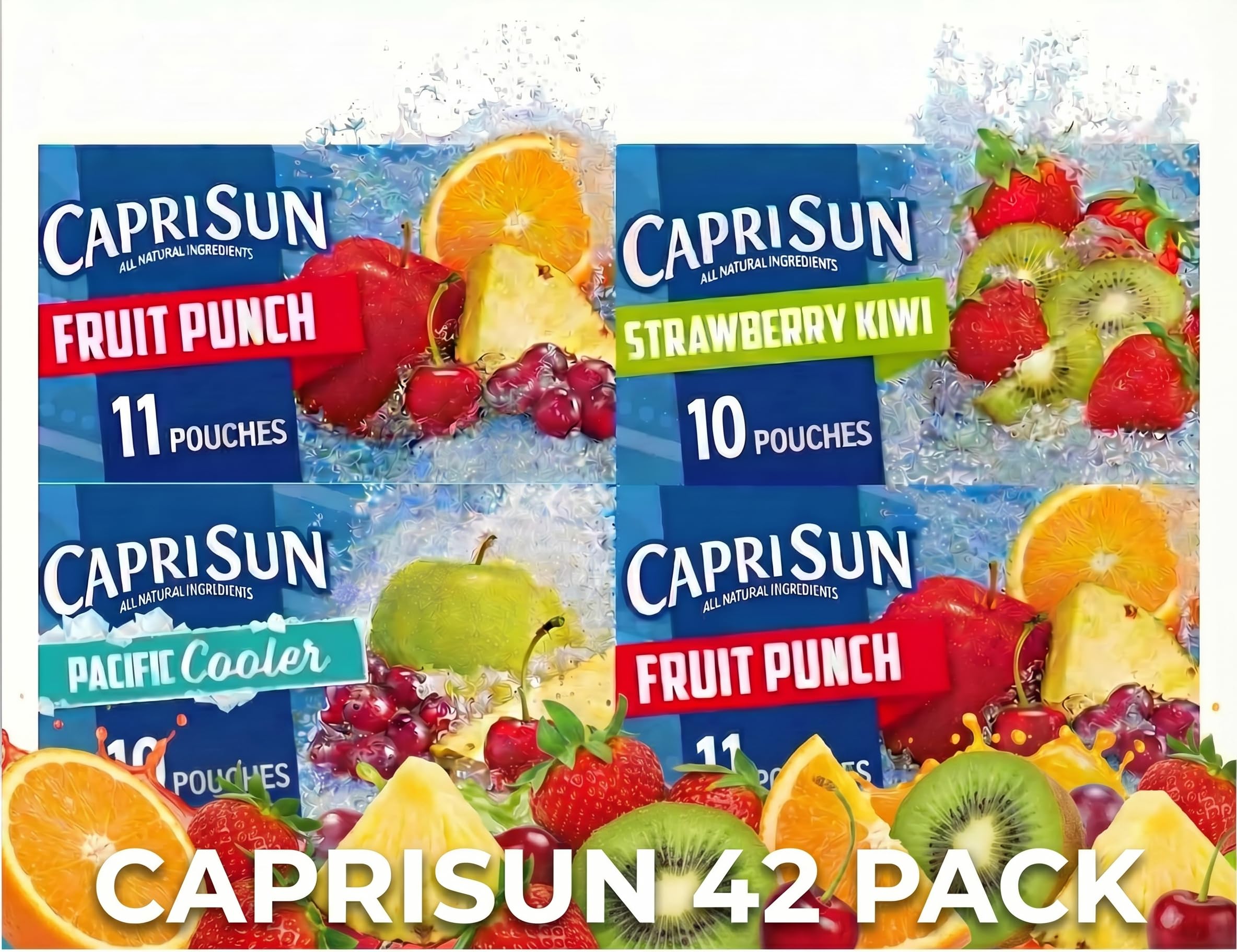 Capresun Summer Spring Kids Juice Boxes, 100% Juice Blend, All Natural, No Artificial Flavors, No Preservatives, 6 fl oz, 42 Pack, for School Lunches and Parties