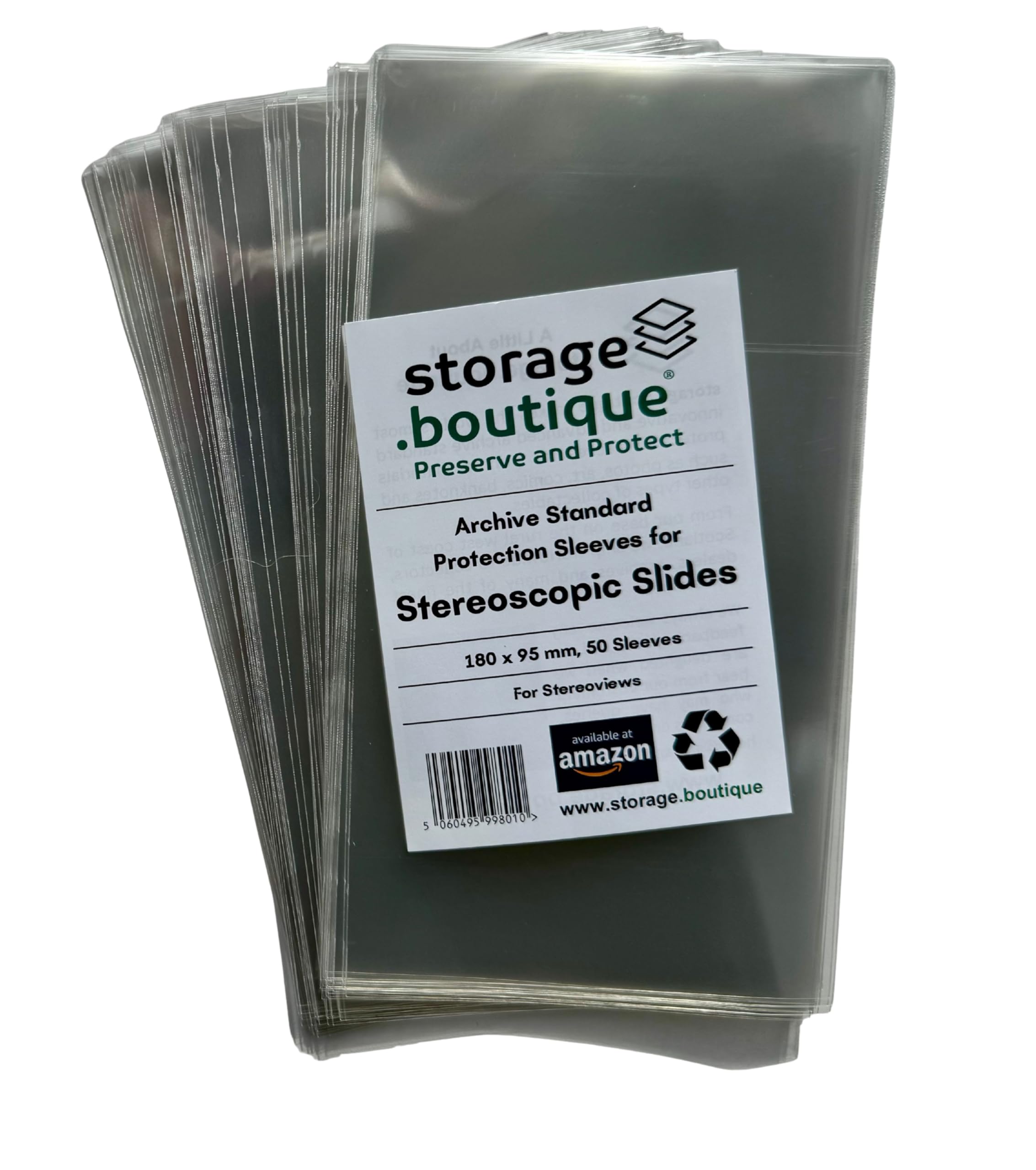 storage.boutique Stereoscopic Slide/Stereoview Protection Sleeves, Archive Standard, Acid Free 180 x 95 mm, 50