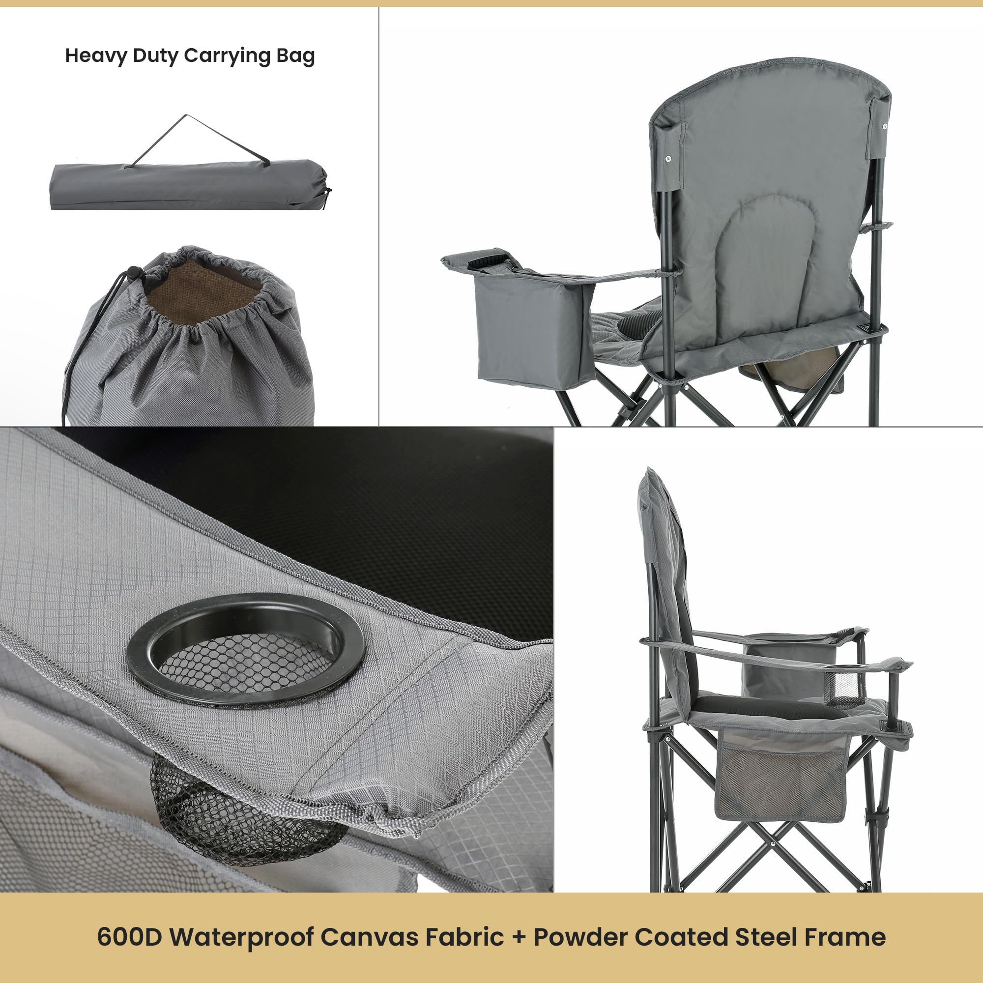 ARROWHEAD OUTDOOR Amaca Pieghevole Da Campeggio Con Tettuccio - Portatile, Portabicchieri, Supporto 136kg, Borsa Inclusa, Per Spiaggia, Trekking E Stelle - 3