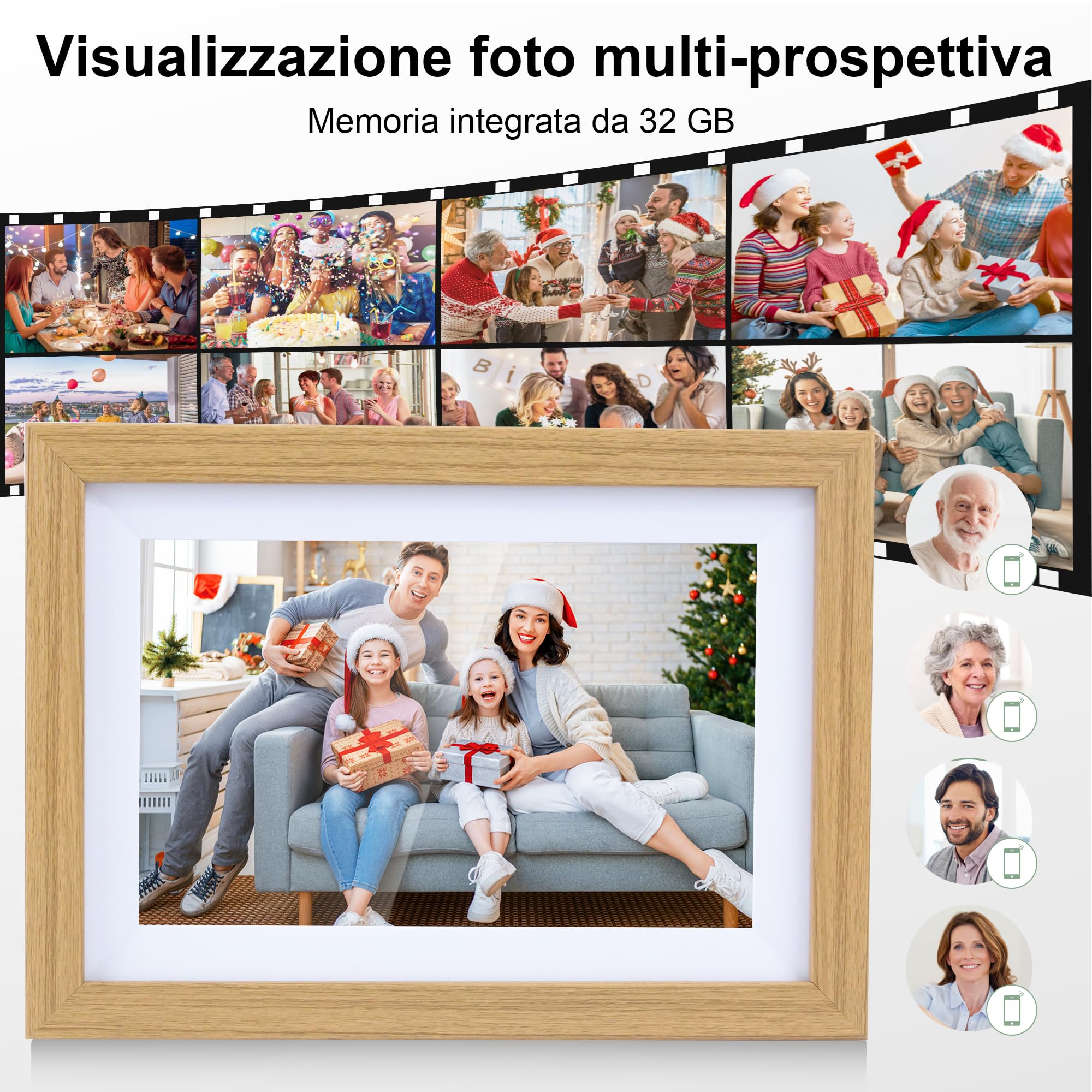 Veidoo Frameo 10 1 Pollici 32GB WiFi Cornice Foto Digitale 1280x800 IPS Touchscreen Rotazione Auto Condividi Foto Video tramite App Sincronizza Calendario Famiglia