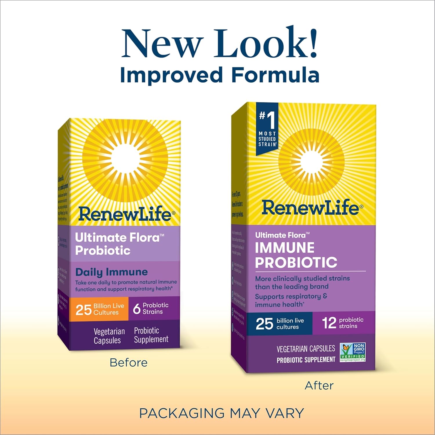 Renew Life Adult Probiotic - Ultimate Flora Daily Immune Probiotic Supplement - Gluten, Dairy & Soy Free - 25 Billion CFU - 30 Vegetarian Capsules (Packaging May Vary)