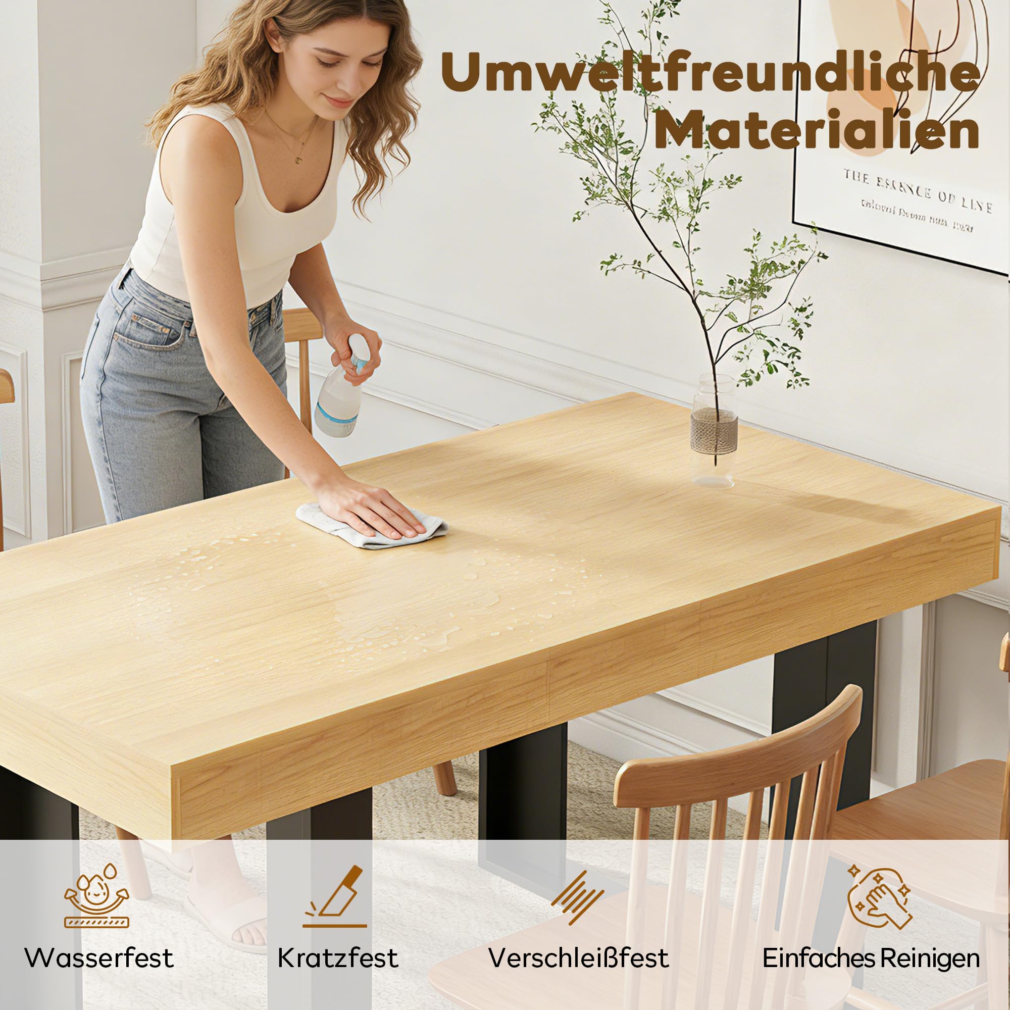 ROCSUMOO 120-160cm Ausziehbarer Esstisch, Küchentisch für 2-6