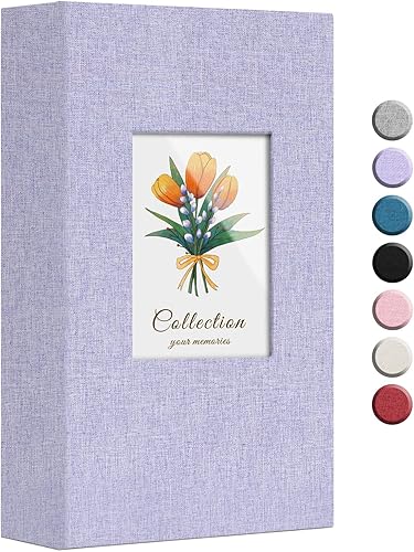 Álbum de fotos de lino de 4 x 6 pulgadas, 300 fotos, cubierta de tela, álbumes de imágenes, álbumes de boda, escuela, aniversario familiar,