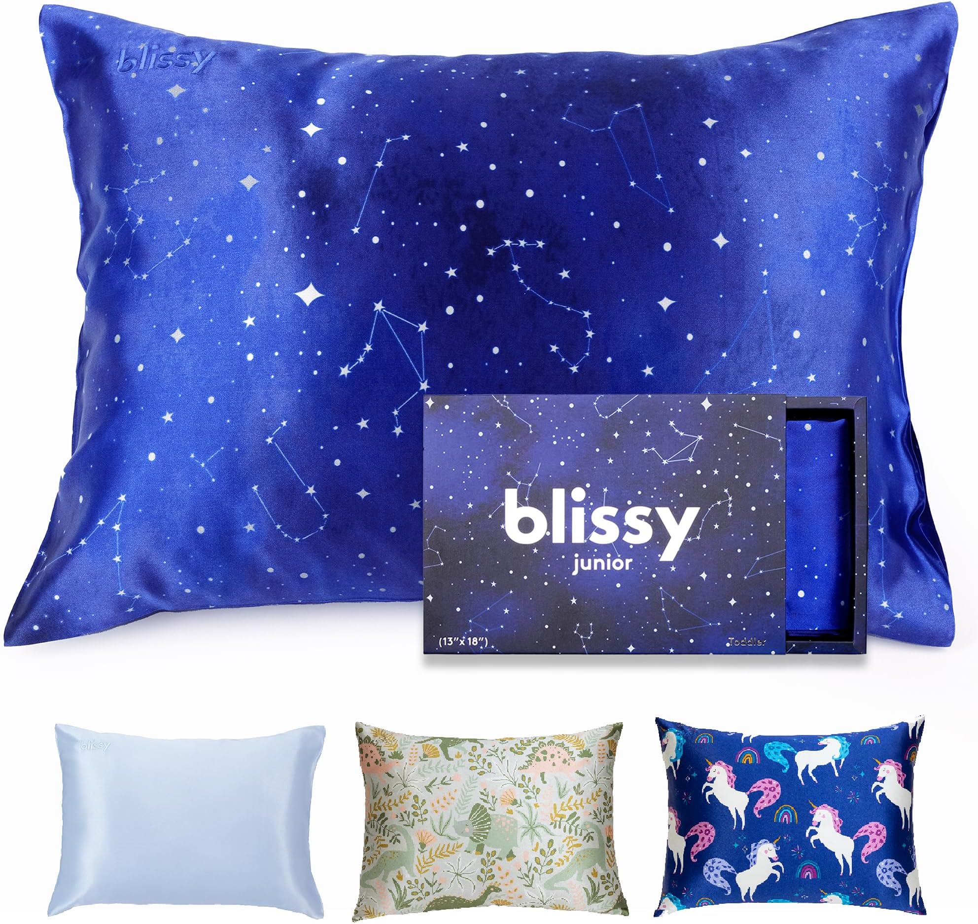 Blissy Toddler Silk Pillowcase - 100% Pure Mulberry Silk - 22 Momme 6A High-Grade Fibers - Soft and Gentle Silk Pillowcase for Kids Hair and Skin - Youth, Toddler & Standard Size