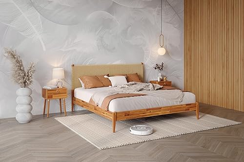 Miniatura 157 de Bme Dinkee - Base de cama de tamaño matrimonial sin cabecera, 15 pulgadas, minimalista y moderna, madera de acacia, 12 listones de madera para