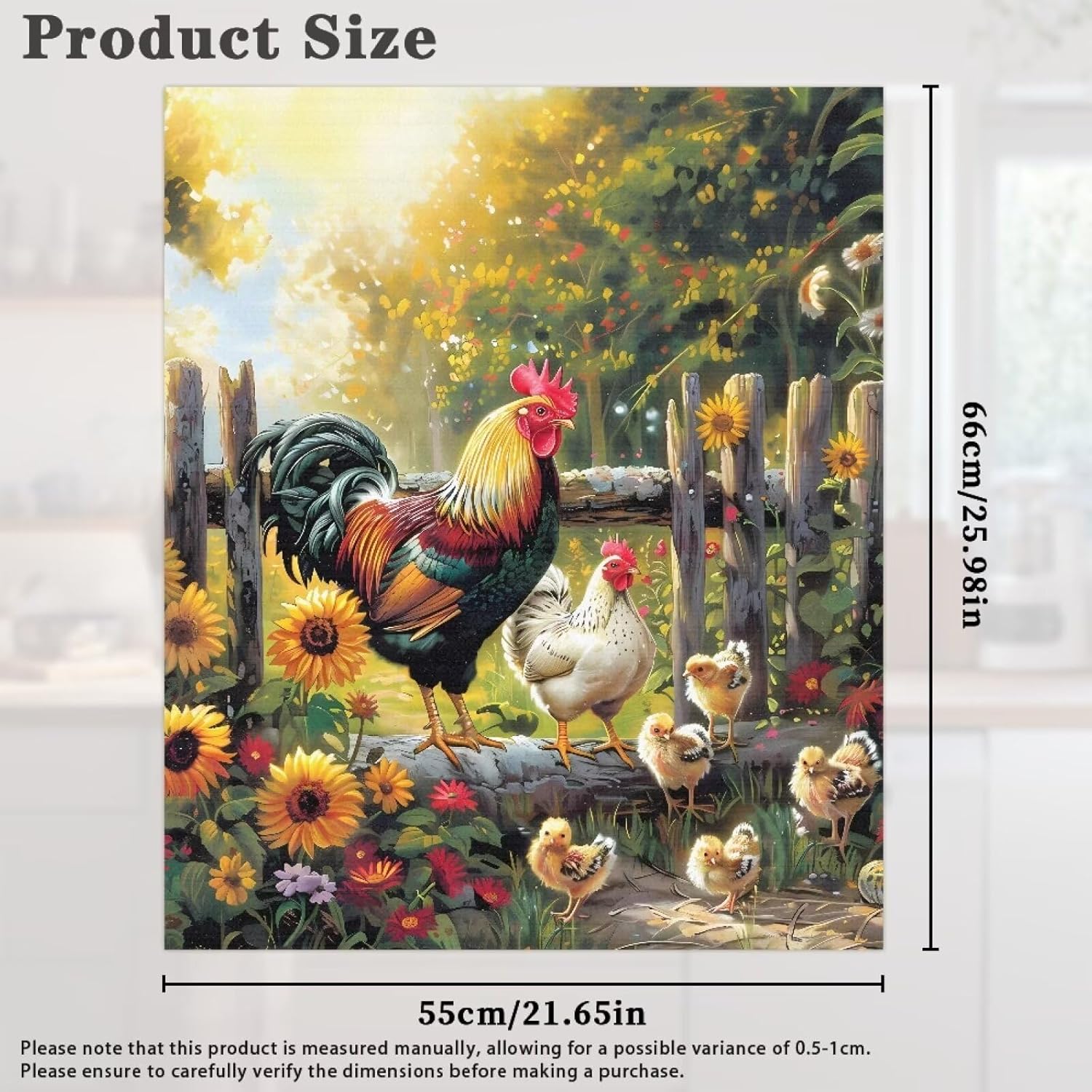 Dishwasher Front Panel Magnetic Cover Refrigerator Magnet Covers Kitchen Appliance Magnetic Panel Wrap Skin Home Decor Keep Off Smudges Stain, Chicken Rooster Chick Sunflower Farmhouse Style