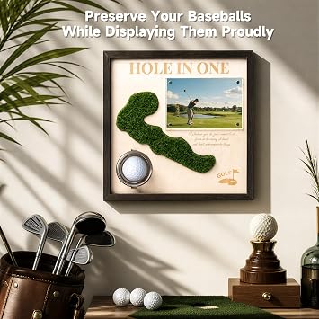OUTSKIRT Display Case Frame Clear Acrylic Shadow Box for Golf Ball Idea Gift for Sports Fans