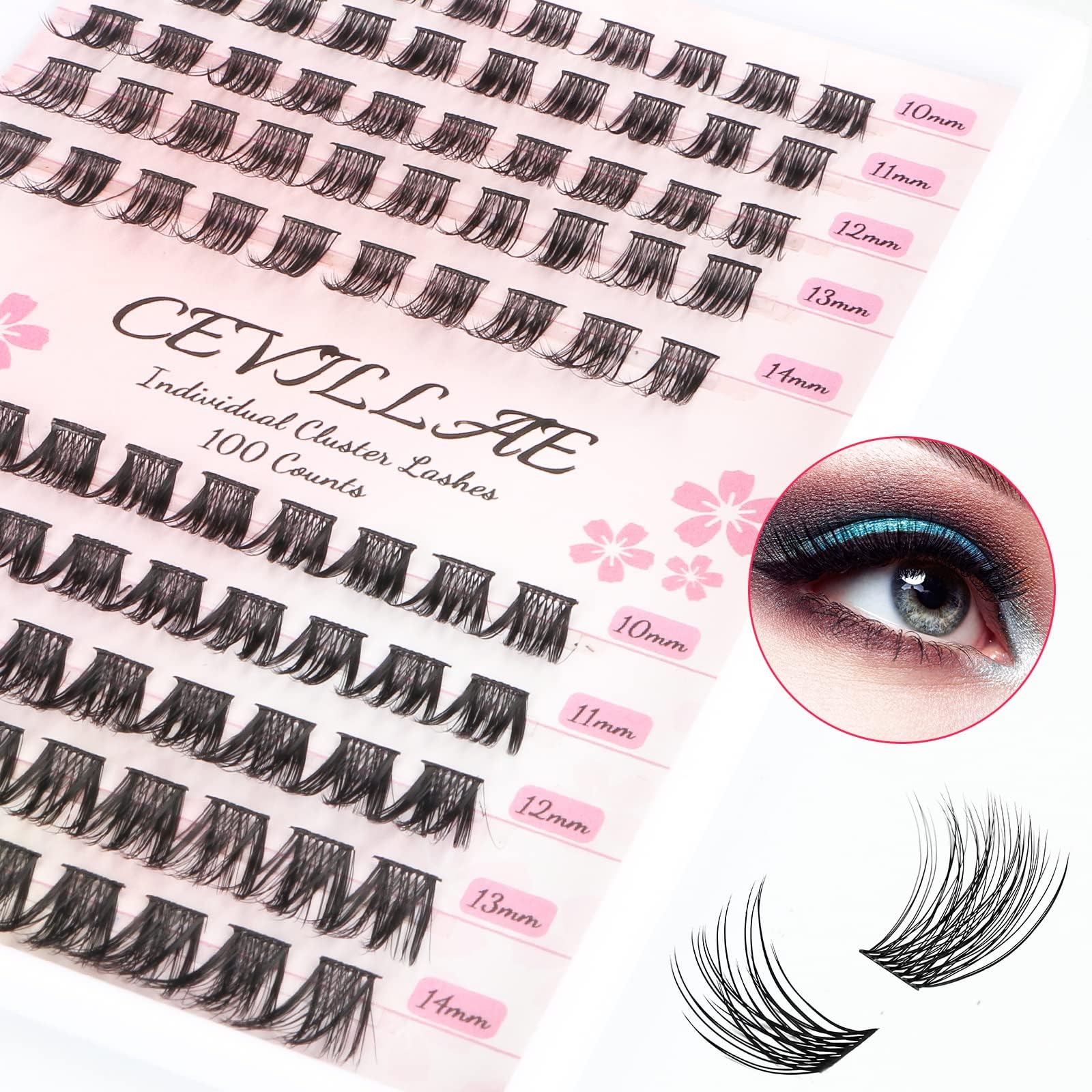Individual Lashes Cluster Eyelash Extensions Volume Segmented Eyelashes, 100PCS Diy Lash Extensions Lashes Natural Look False Eyelashes 10-14mm