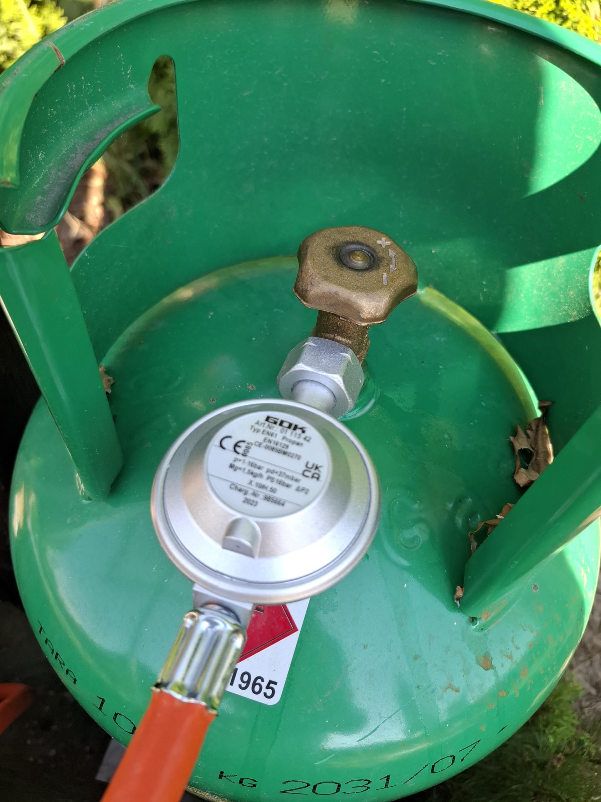 Manguera para hornillo de gas con reductor para botellas de 11 kg | 0,5 m 500 cm | Conector 1/2" derecho y reductor 21,8 mm