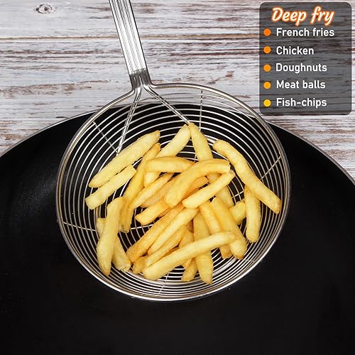 Miniatura 3 de Colador de araña de acero inoxidable sólido más fuerte para cocinar y freír, utensilios de cocina, colador de alambre, cuchara coladora de pasta,