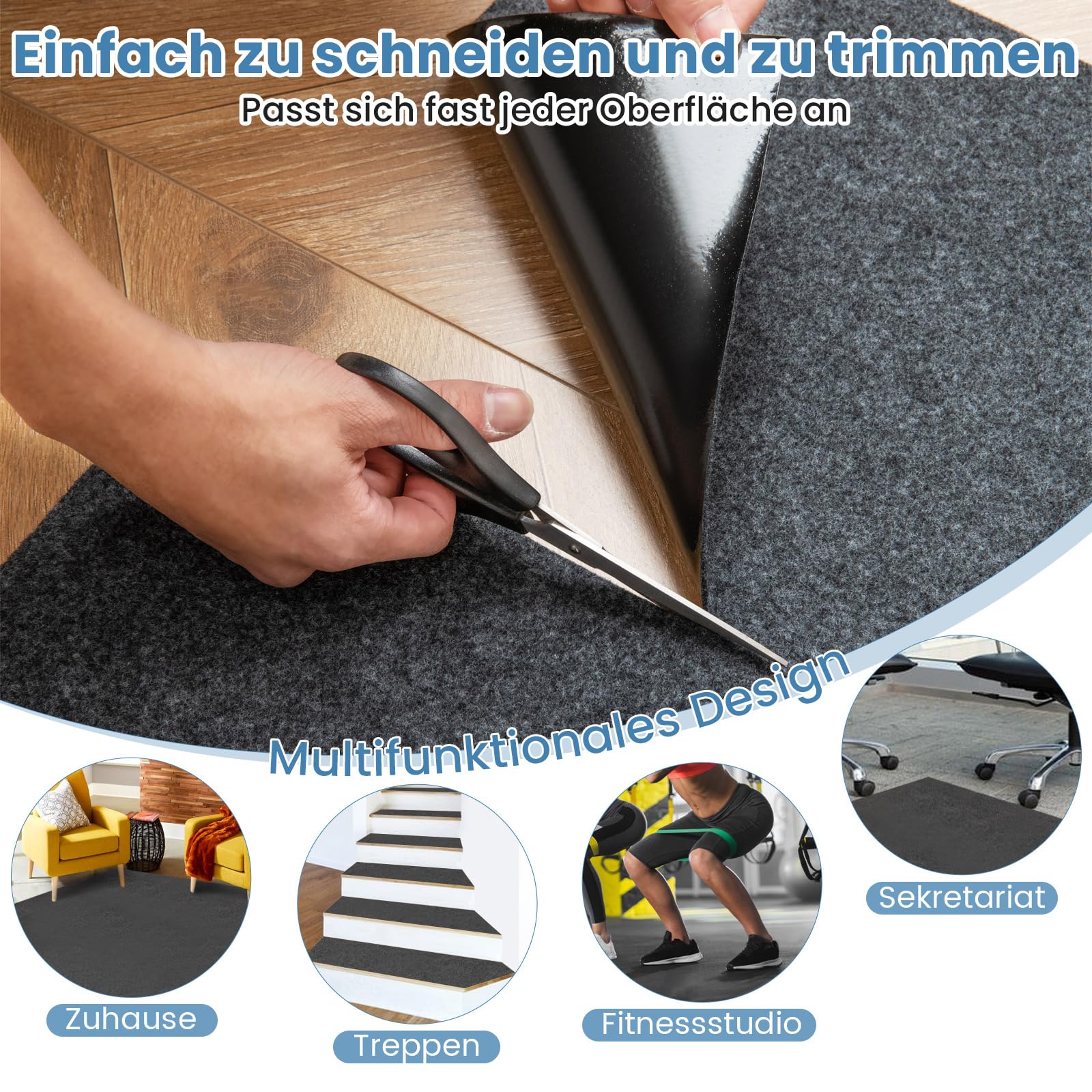 COSTWAY Garage Bodenmatte, 252,5 x 221 cm, Ölmatte Garagenbodenmatte Auto, Bodenmatte rutschfest & wasserdicht & wiederverwendbar, Antirutschmatte Garagenmatte, inkl. doppelseitigem Klebeband