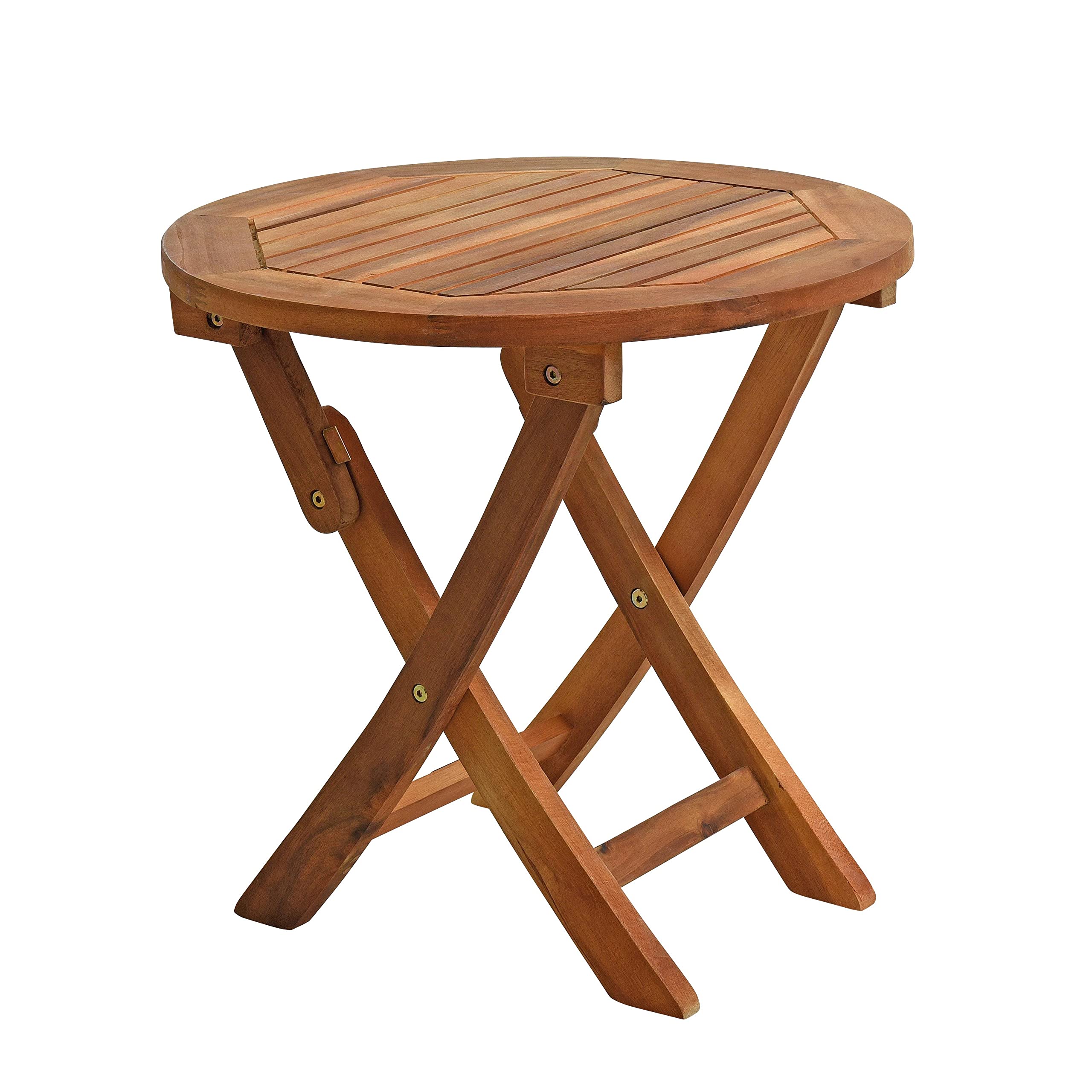 ESTEXO Gartentisch Balkontisch Beistelltisch 48 cm Rund Akazienholz Klapptisch Tisch Holztisch