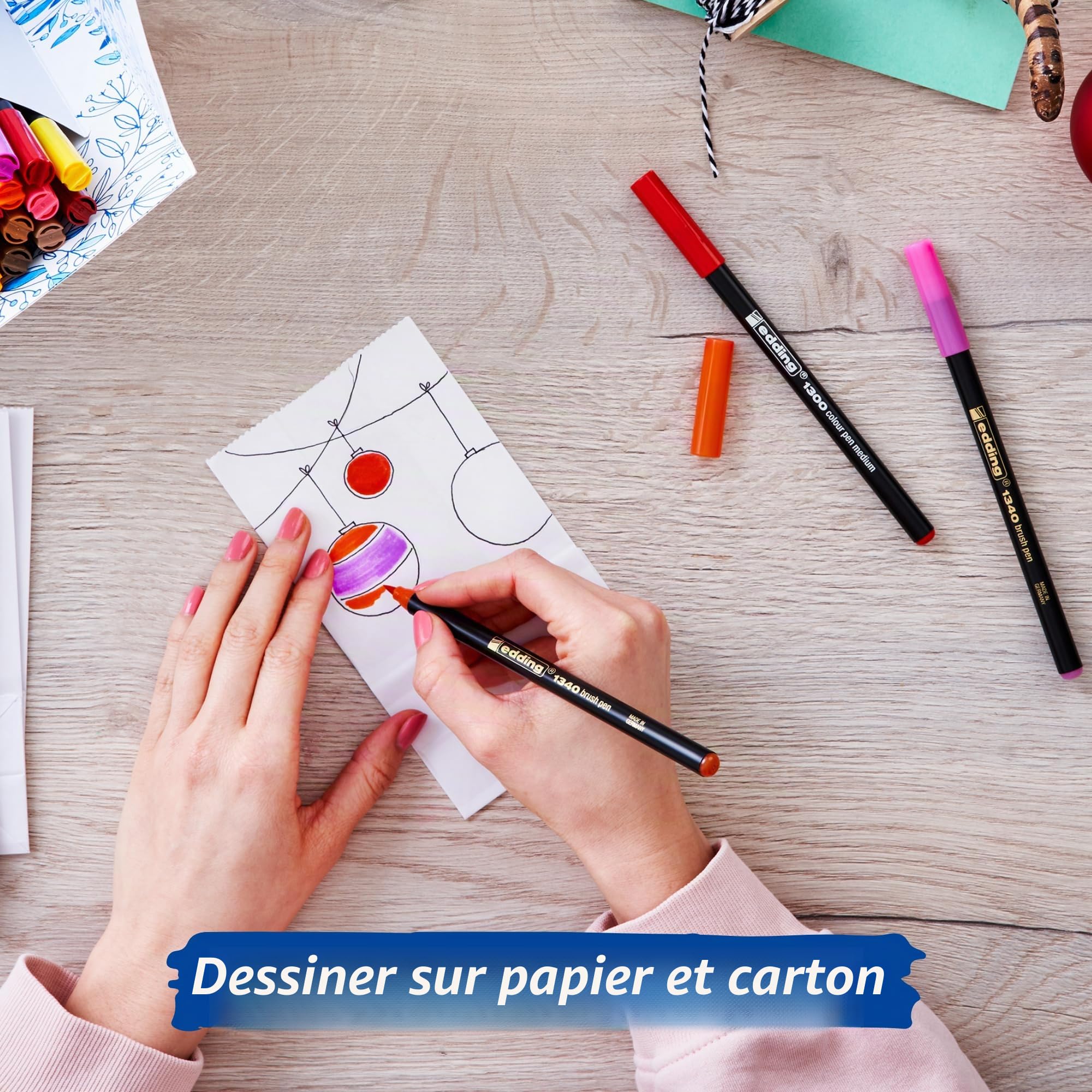 edding 1300 feutre de coloriage fin pointe moyenne - multicolore - 40 stylos - pointe ronde 2 mm - pour dessiner et écrire - pour l'école, les mandalas, le doodling, les bullet journals