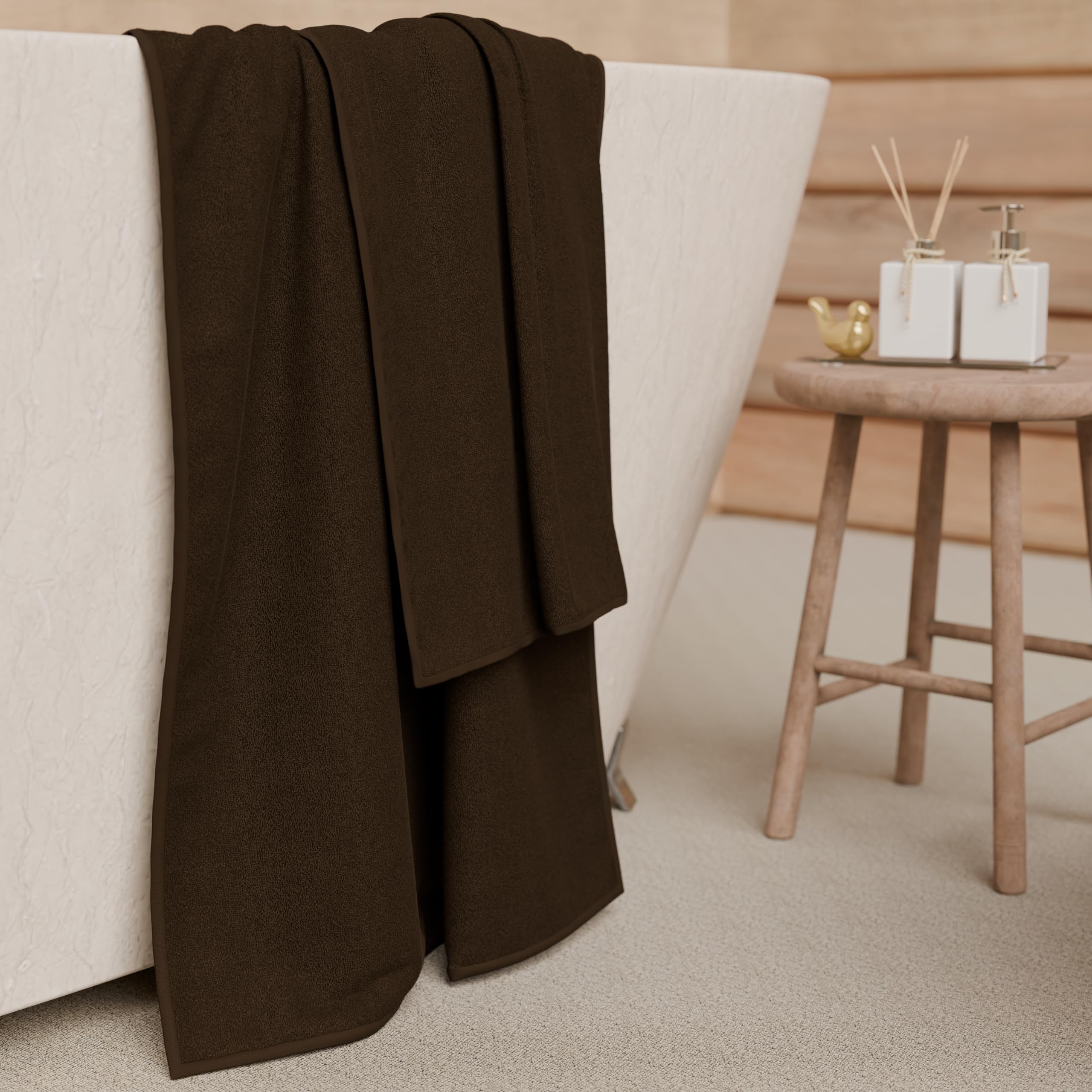 PETTI Artigiani Italiani - 100% Cotton Terry Bath Towels, 1+1 Towel Set, 2 Pieces 1 Face Towel and 1 Hand Towel, Brown Towels - Image 3