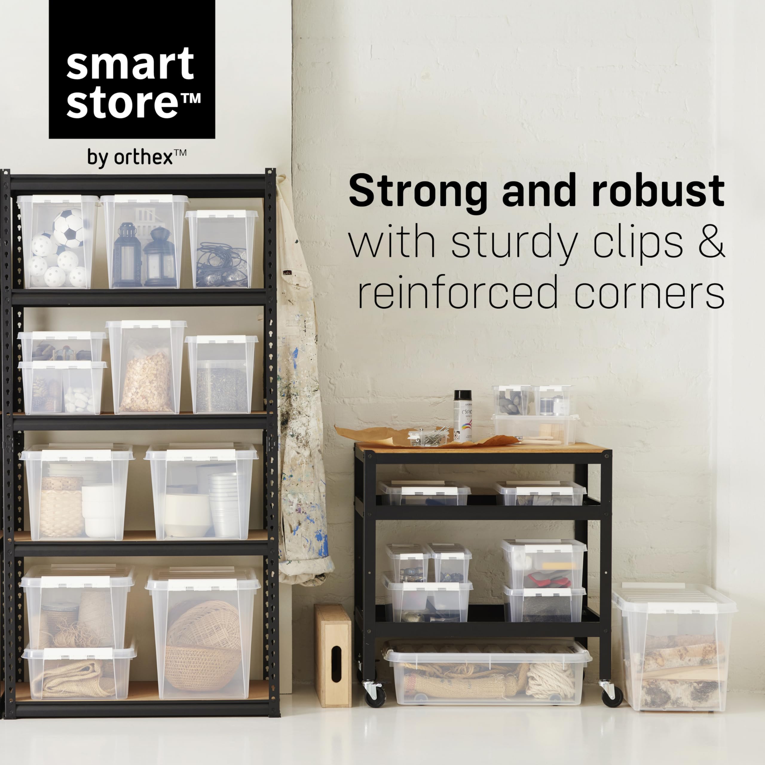 SmartStore - 6x Plastikowy pojemnik z pokrywką 25L (40x30x32cm)|Plastikowe szuflady z pokrywką|Materiał bezpieczny dla żywności|Kuchnia i organizacja|Bez BPA|Trwały pojemnik do domu i biura