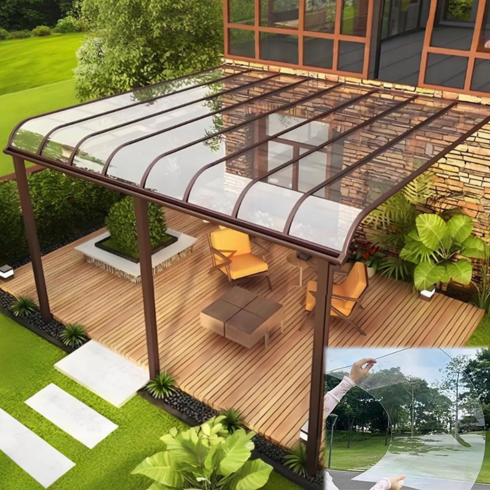 Paneles de techo transparentes, láminas de policarbonato impermeables de 2 mm para invernadero, cocheras, terrazas solares y toldos de repuesto, duraderos y versátiles