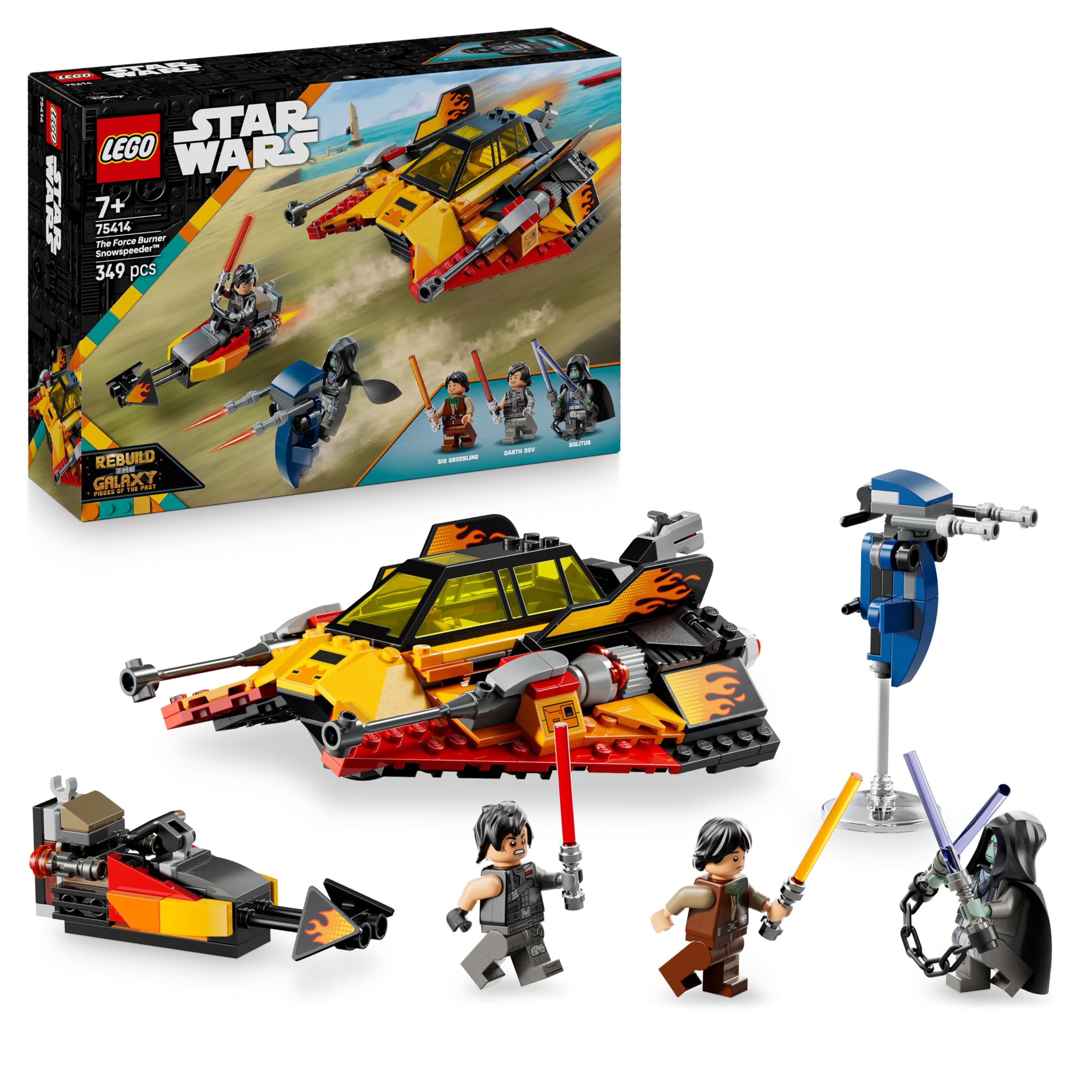 Lego Star Wars 75414 Snowspeeder Force Burner - Astronave Giocattolo Da Costruire Con 3 Minifigure Con Spade Laser E Moto Speeder - Regalo Per Bambini Da 7 Anni In Su E Per Fan Di Rebuild The Galaxy-image