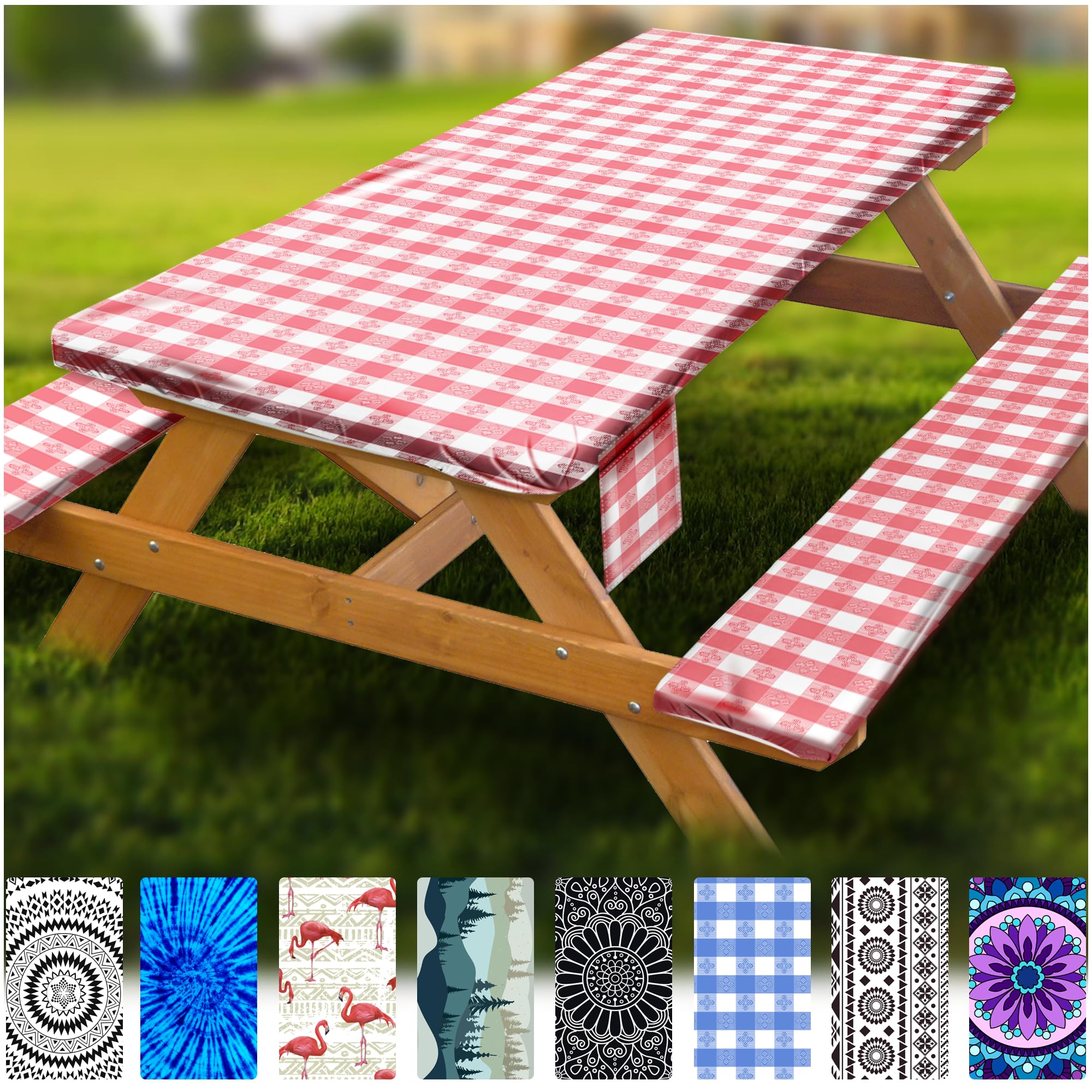 Moty Nappe De Pique-nique Rectangulaire Avec Housses De Banc – Pour