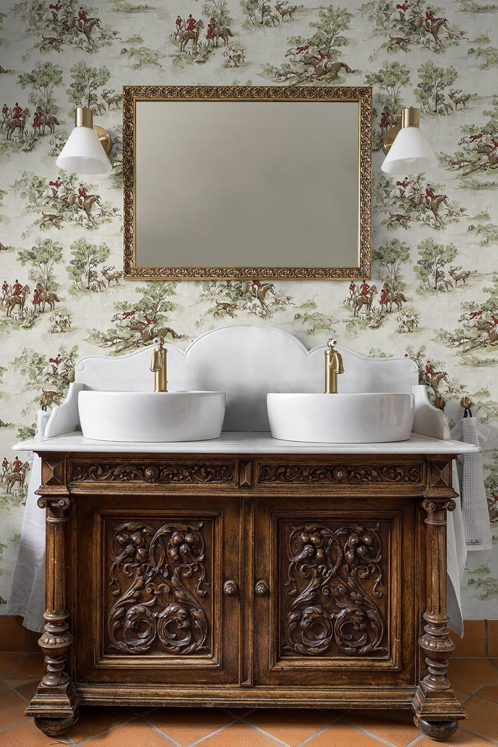 NextWall Harry & Grace Horse Race Peel and Stick Wallpaper (Rosemary & Garnet)