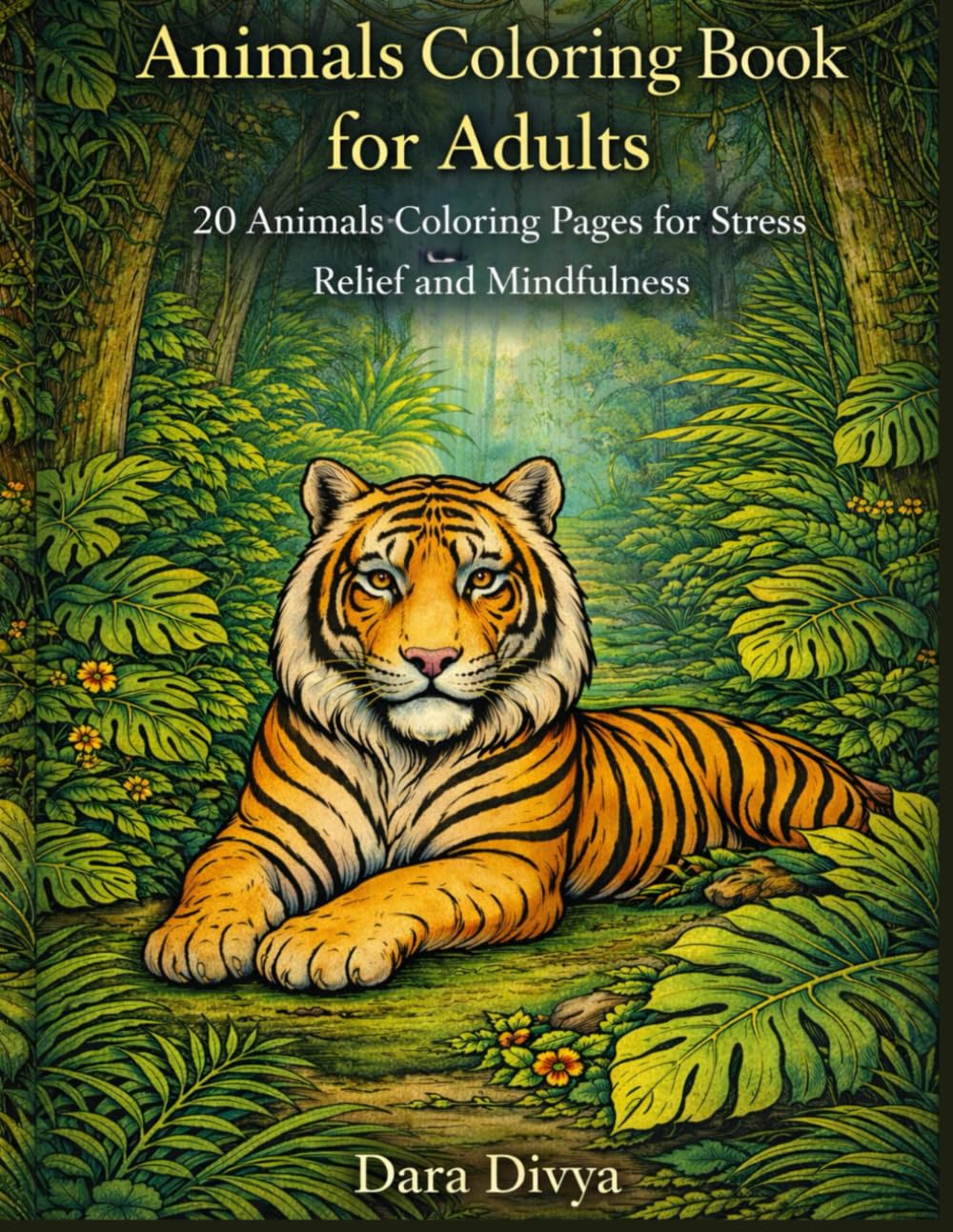 Animals colouring book for adults: 20 Animals colouring pages for stress relief and mindfulness