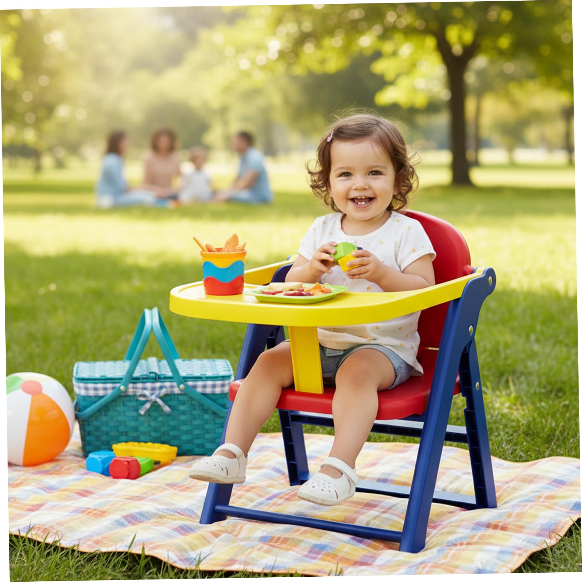 Trona portátil para viajes y hogar: silla de alimentación para bebés con bandeja extraíble, plegado en un segundo, liviana y compacta para acampar, playa, cenar (rojo) 1