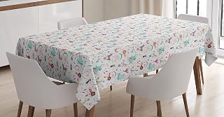 Lunarable Circus Tablecloth, Retro Inspired Carnival Pattern with Animal Entertainers Happy Funny Festival Life, Rectangular Table Cover for Dining Room Kitchen Decor, 60" X 90", Multicolor