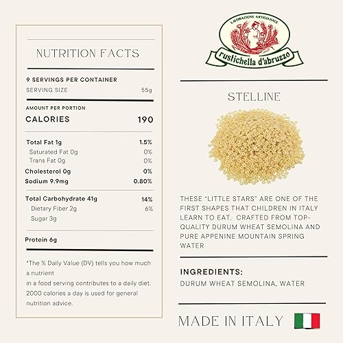 Miniatura 2 de Rustichella d'Abruzzo Stelline Pastina - 17.64 oz de pasta pequeña en forma de estrella, perfecta para caldos, sopas y platos reconfortantes - Hecho