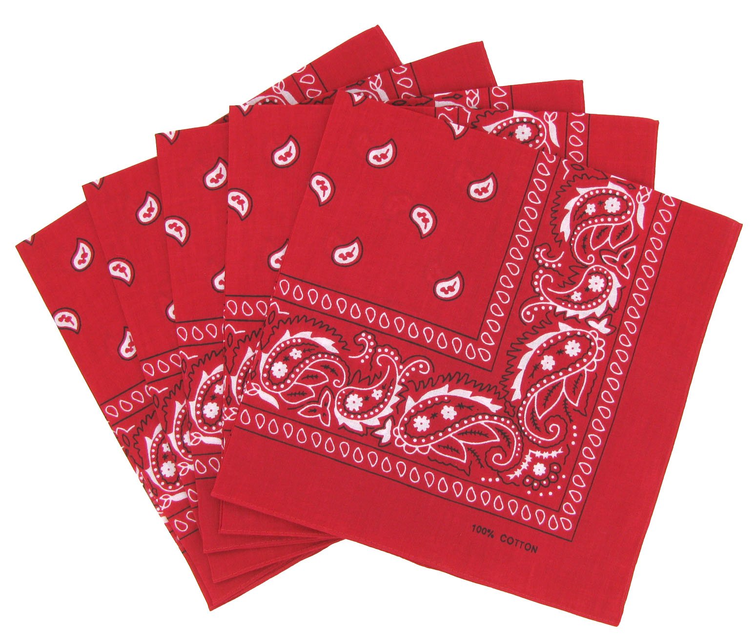 Lot de 5 bandanas paisley rouges