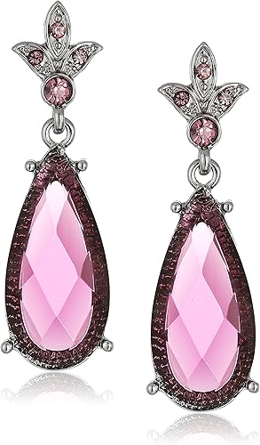 1928 Joyería Pendientes de gota de cristal facetados en tono plateado