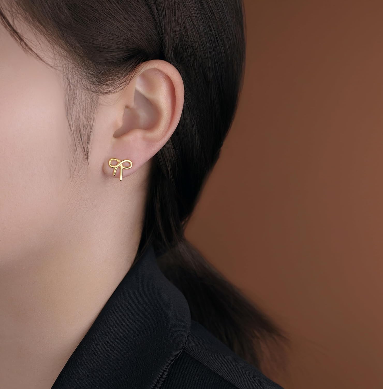 Reffeer Solid 925 Sterling Silver Bow Clip On Earrings Ribbon for Women Bowknot Cuff Earrings Non Pierced Wrap Earrings - Image 2