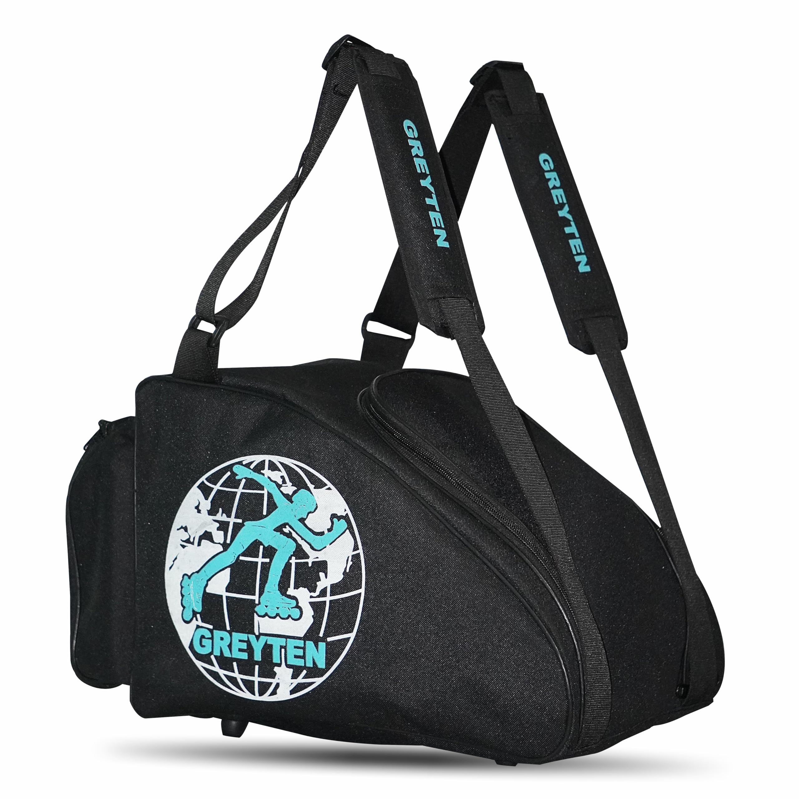 GREYTEN Skate Bag Roller Skate Bag, Inline Skate Bag, Premium Skating Bag and Sports Bag, Adjustable Shoulder Bag for Both Youth and Adults (Blue/Black)