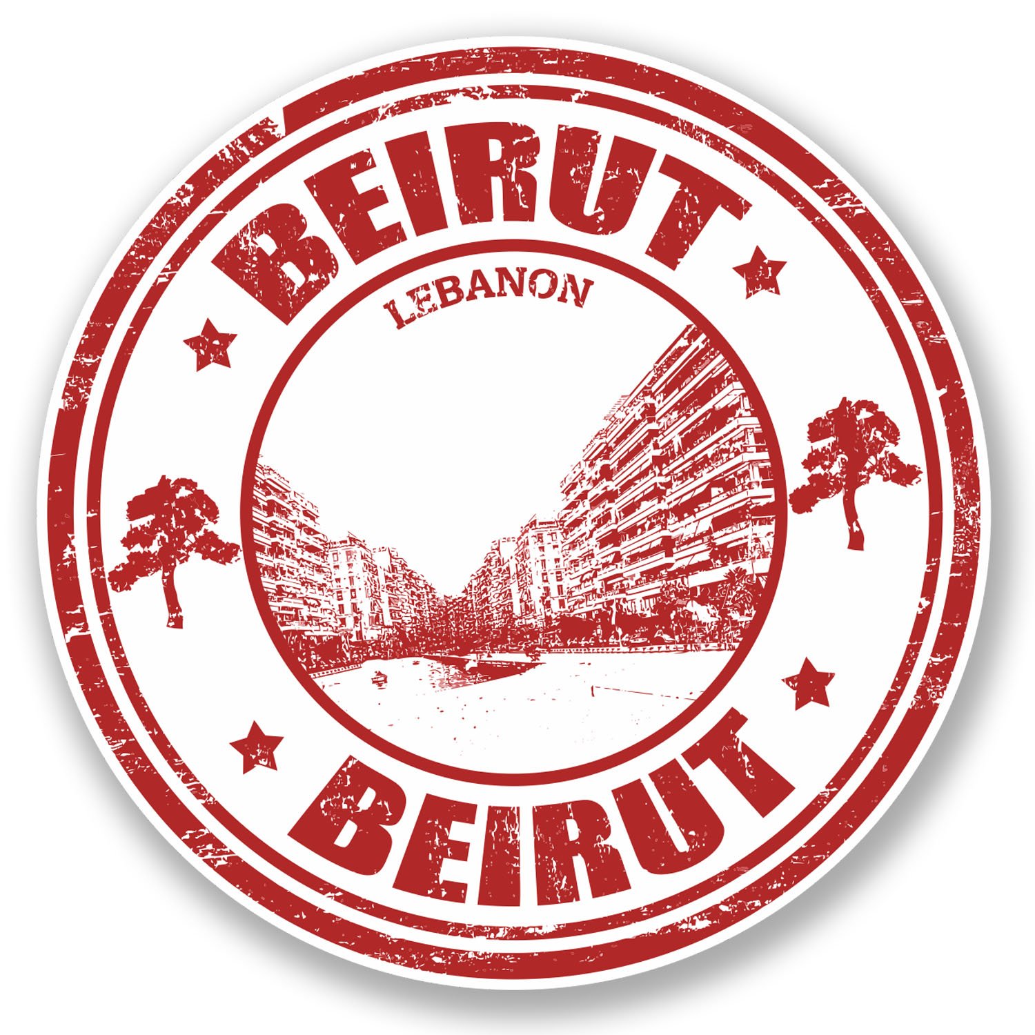 Destinationvinyl Multi 2 X Beirut Lebanon Vinyl Sticker Decal Luggage Travel Tag Map Flag #4581 (10Cm X 10Cm)