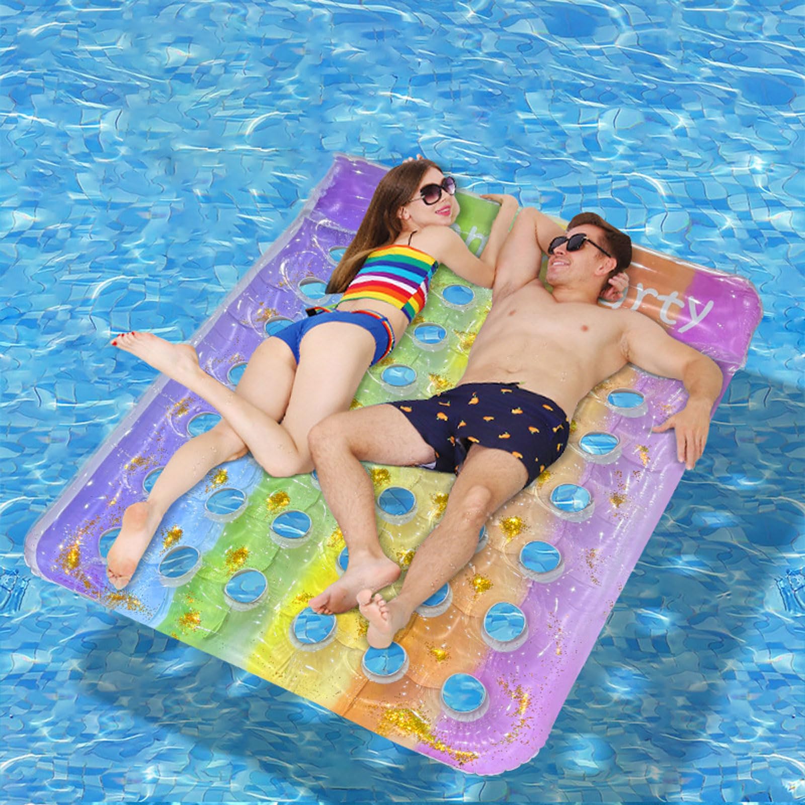 Poltrona gonfiabile doppia galleggiante,Materassino Mare Accessori Piscina per Adulti,Letto galleggiante gonfiabile ,Extra large Galleggiante Gonfiabile Pieghevole,per piscina sulla spiaggia