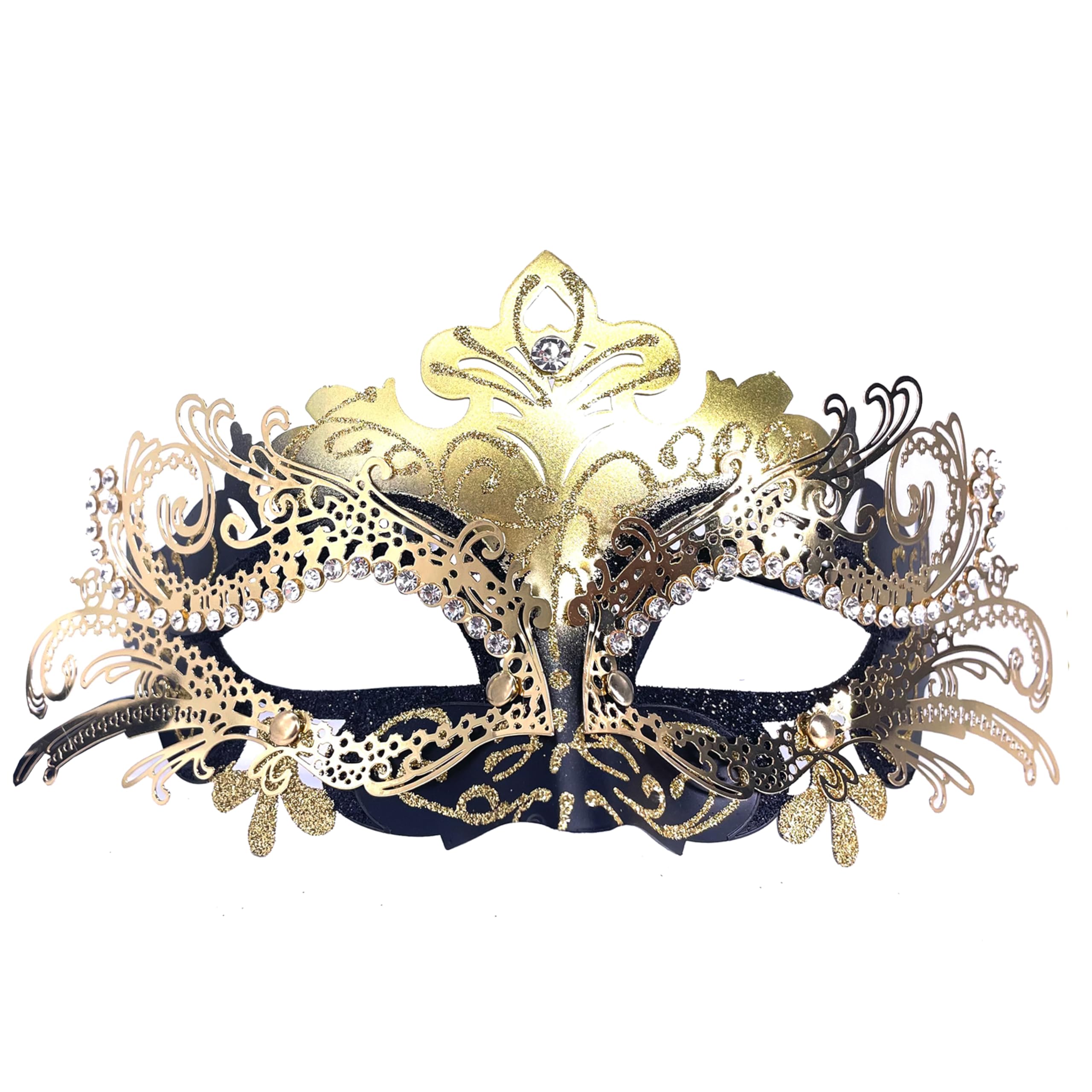 Women/Men Masquerade Metal Masks Venetian Halloween Costume Mask Mardi Gras Mask (Golden)