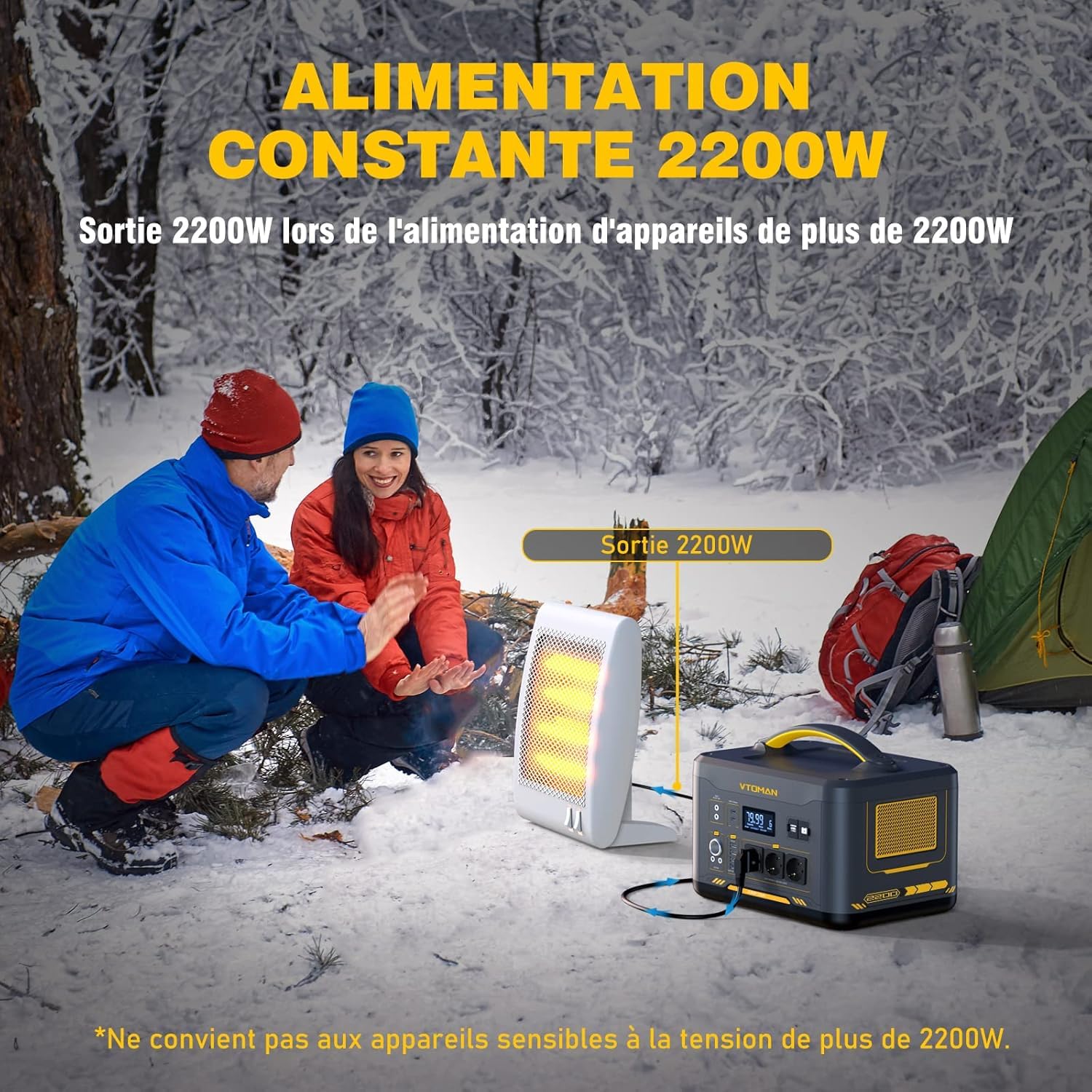 VTOMAN Jump 2200 Station électrique Portable avec 200W Panneau Solaire