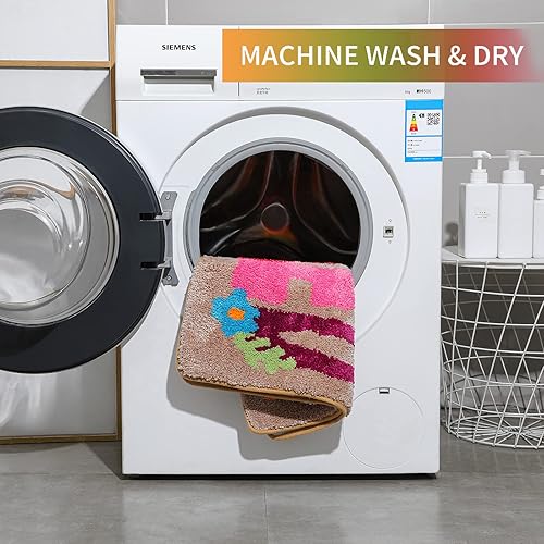 Miniatura 6 de Alfombra de baño con texto en inglés Get Naked, de estilo bohemio, de 20 x 47 pulgadas, antideslizante, absorbente, bonita, divertida, gruesa,