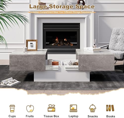 Miniatura 4 de Mesa de centro con gran almacenamiento para sala de estar, mesa central de granja, Mesas de centro para Salas Modernas, mesa de centro anidable