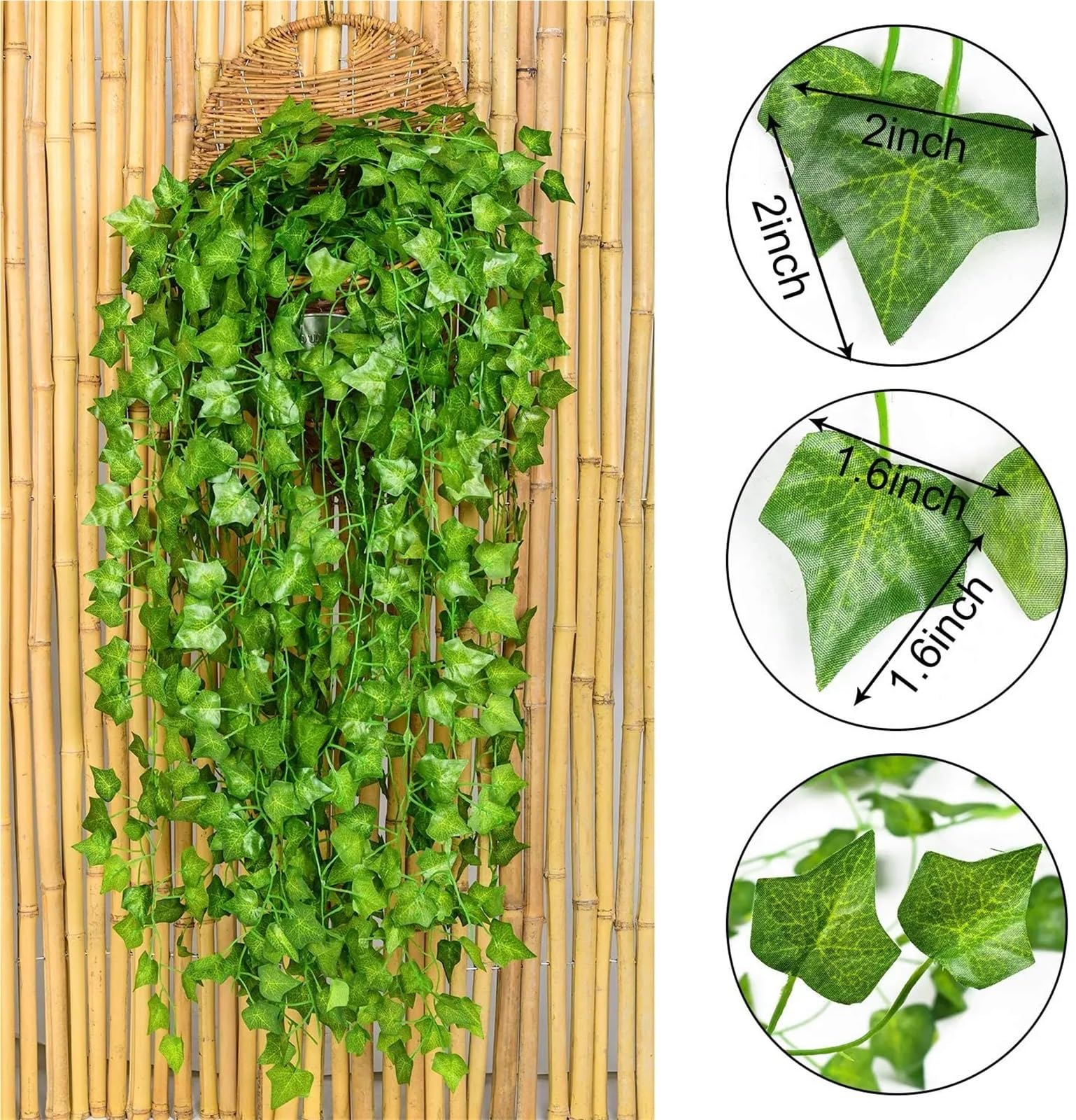 Enredadera Artificial de Hiedra 1/5/12/24 piezas de plantas de hiedra artificiales, guirnalda colgante de enredadera, flores de follaje falso, decoración de pared for el hogar, la cocina, el jardín, l