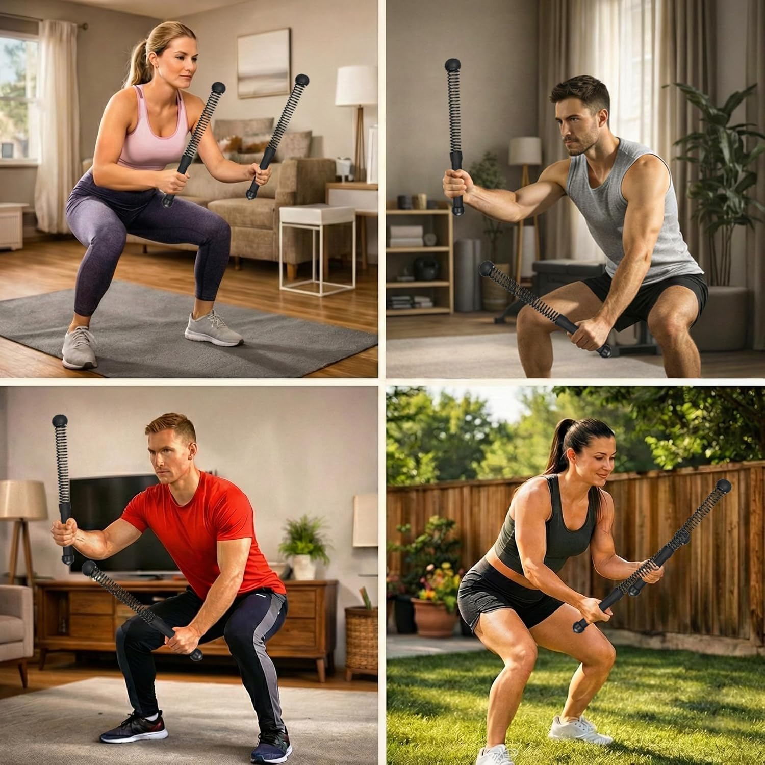 Ropeless Cordless Weighted Battle Rope Sticks, Portable Home Gym Workout Exercise for Full-Body Strength Training, Durable Fitness Accessories with Smooth Flow Design, Ideal for Indoor Cardio