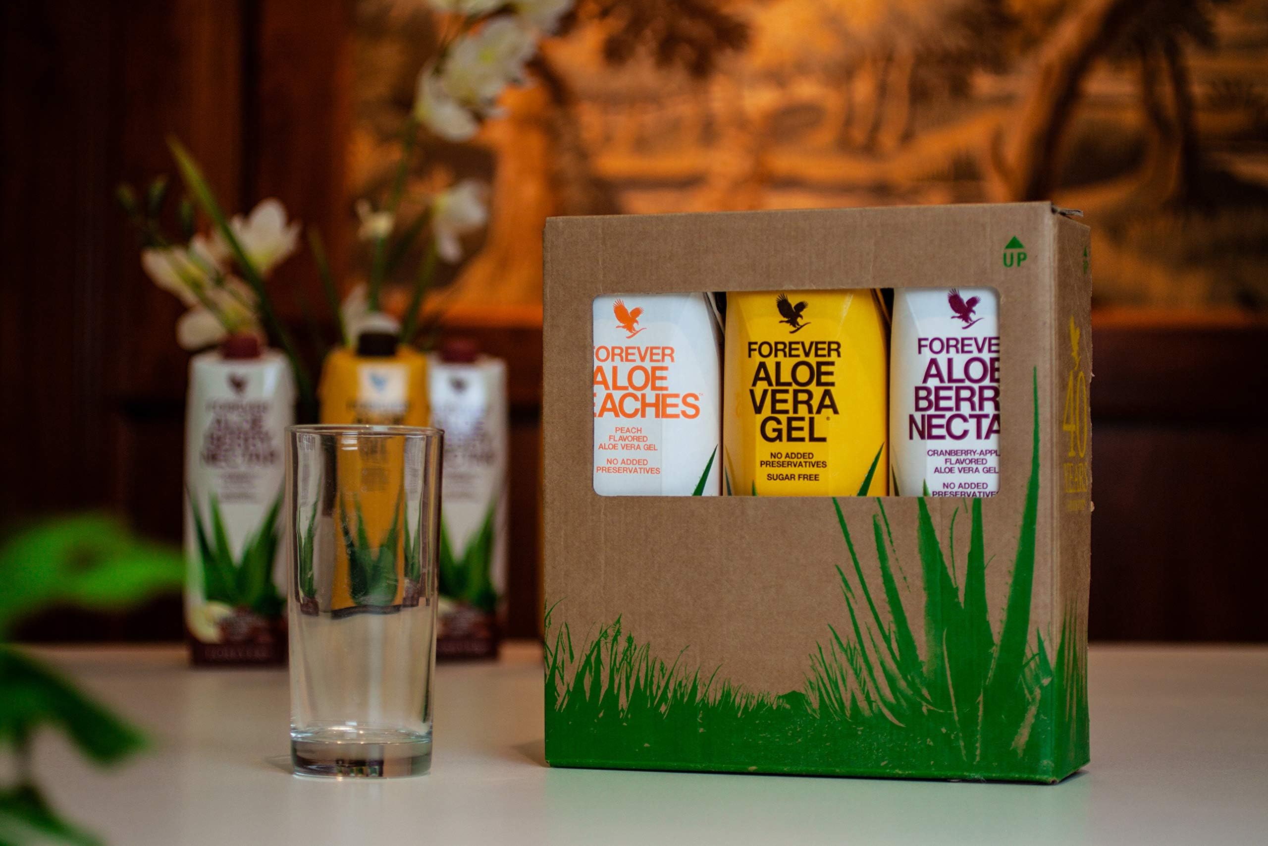 Forever Living Aloe Vera Gel Drink - Mixed Tripack - 1x Original Aloe Vera Gel, 1x Aloe Berry Nectar, 1x Aloe Peaches - 1L Each