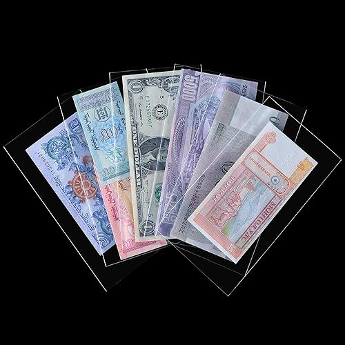 Miniatura 4 de 200 piezas de billetes de dólar con caja de almacenamiento, fundas de papel transparente para moneda y soporte para recolección de dinero, fundas