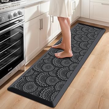 Mattitude 4/5 Inch Kitchen Mat, Waterproof Non-Slip Standing Mats and Rugs | Heavy Duty Ergonomic Comfort Foam Standing Desk Mat for Kitchen, Office, Laundry, Black,24x70in
