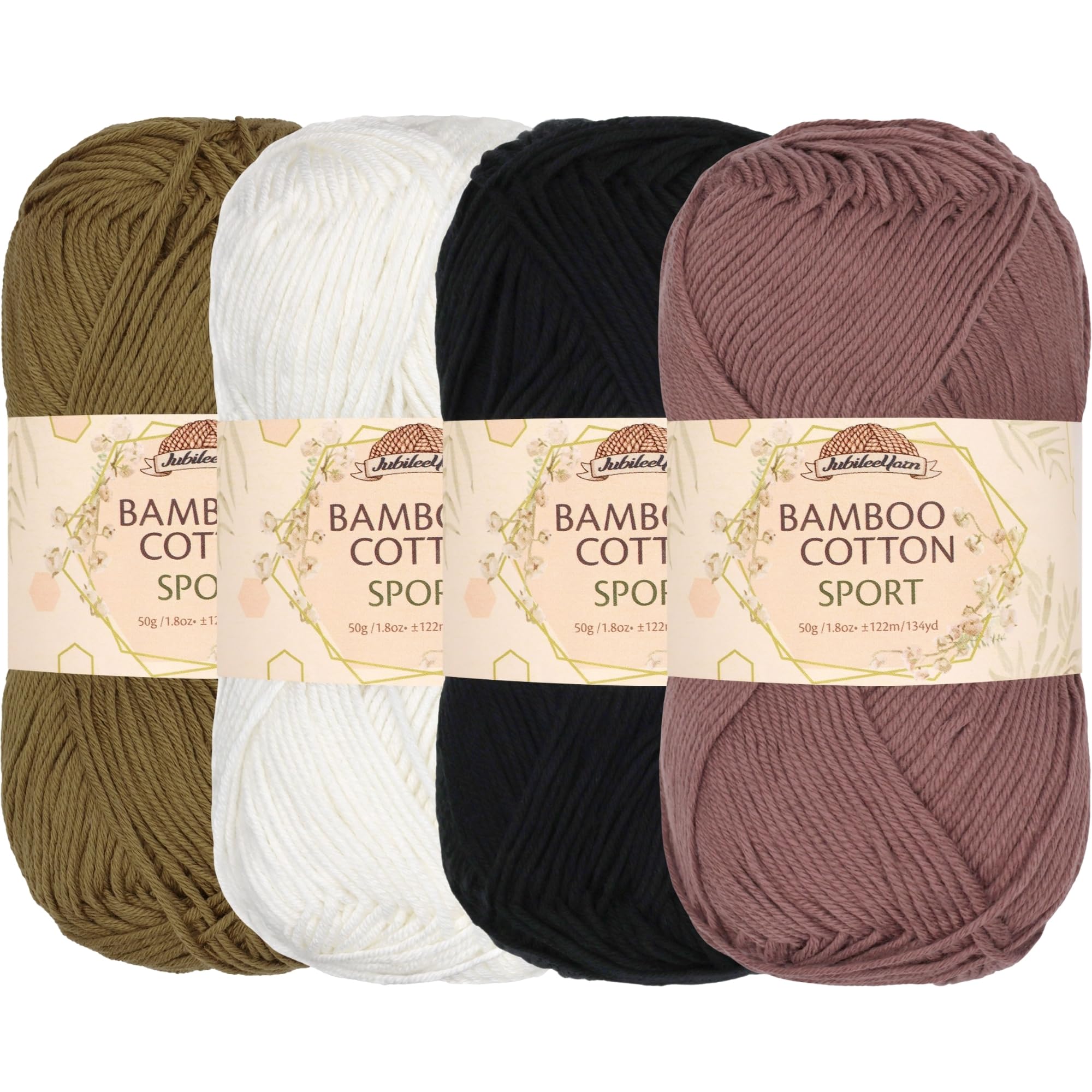 JubileeYarn Bamboo Cotton Sport Yarn - 50g/Skein - Shades of Achromatic - 4 Skeins — image 1