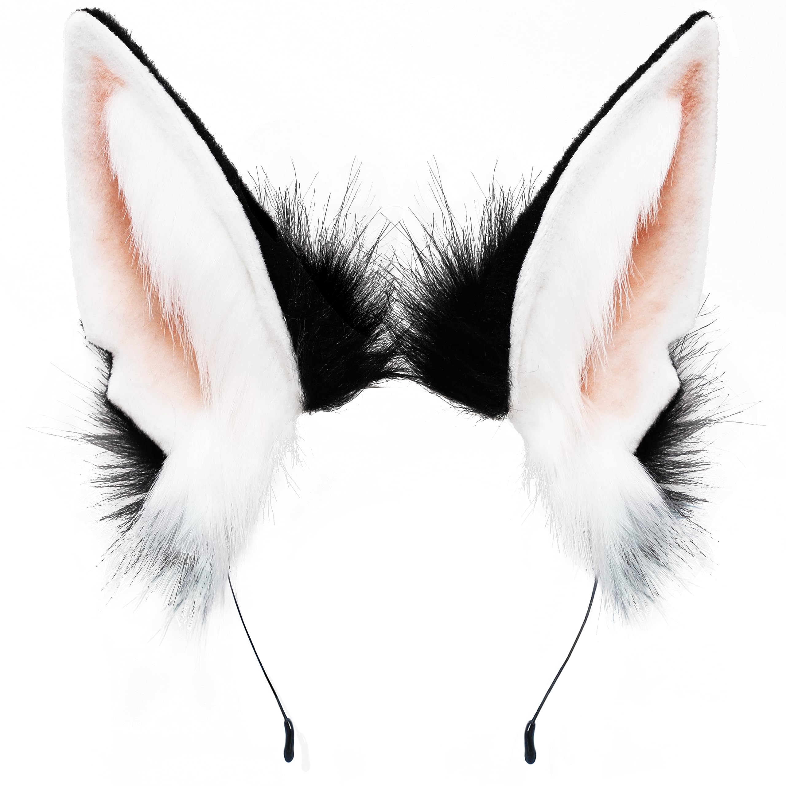 LoiahoerWolf Fox Jackal Ears Headband Animal Fur Headwear Handmade Head Accessories for Halloween Cosplay Fancy Dress Party